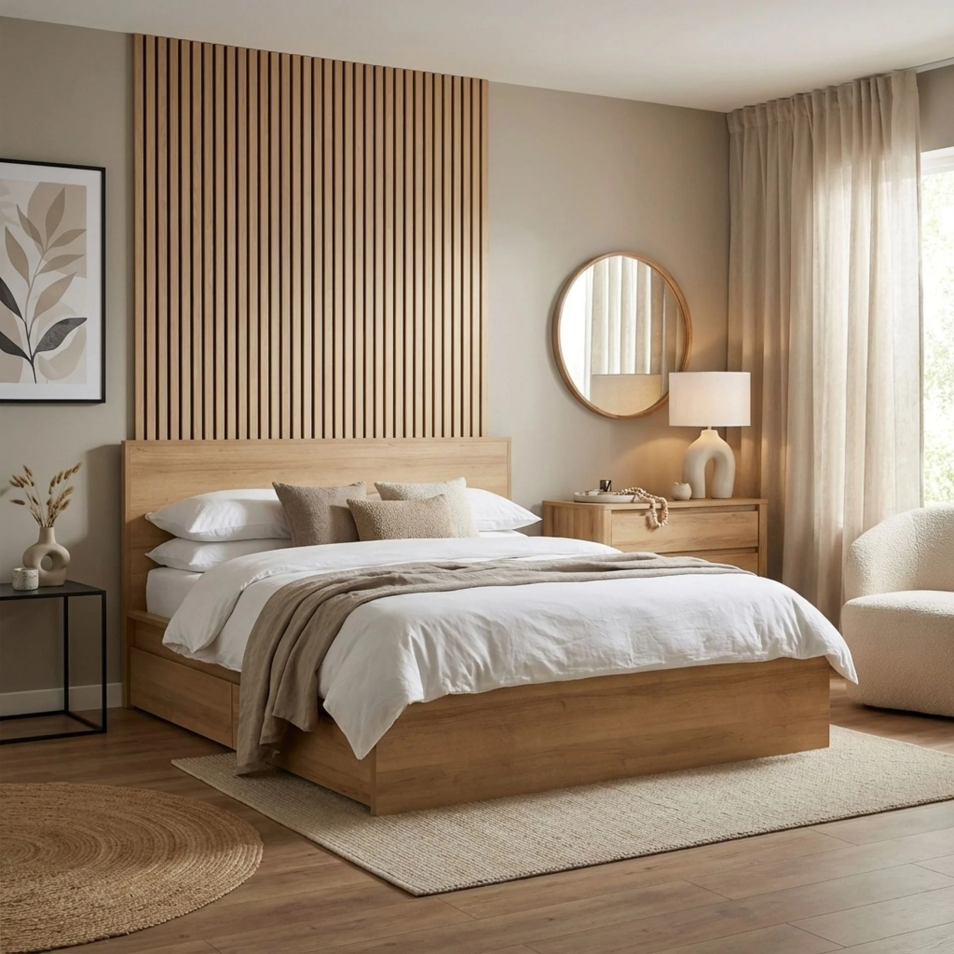 Harris Super King Bed Frame with Storage - Oak - Image 3