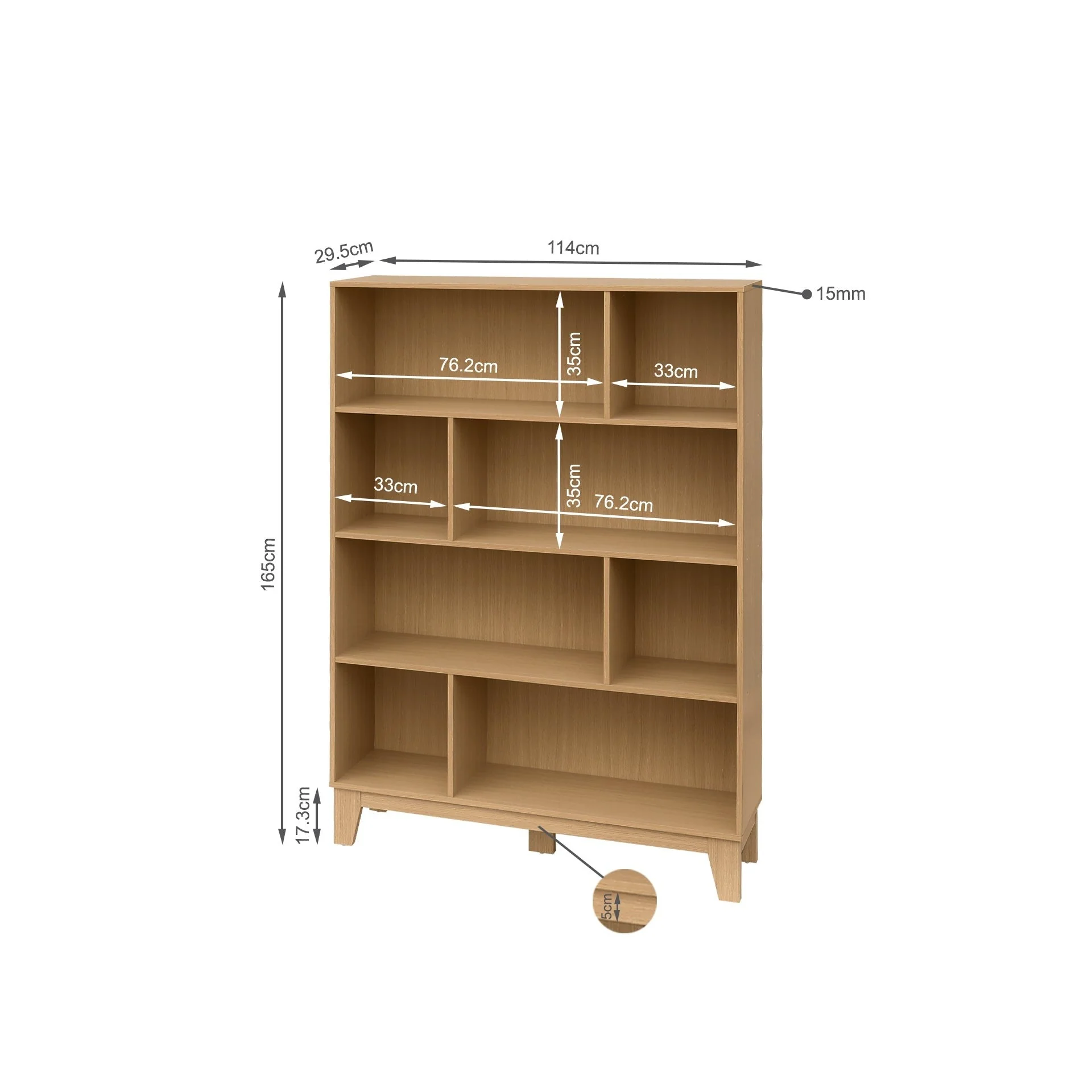 Haruru Bookshelf Storage Shelf - Oak - Image 9