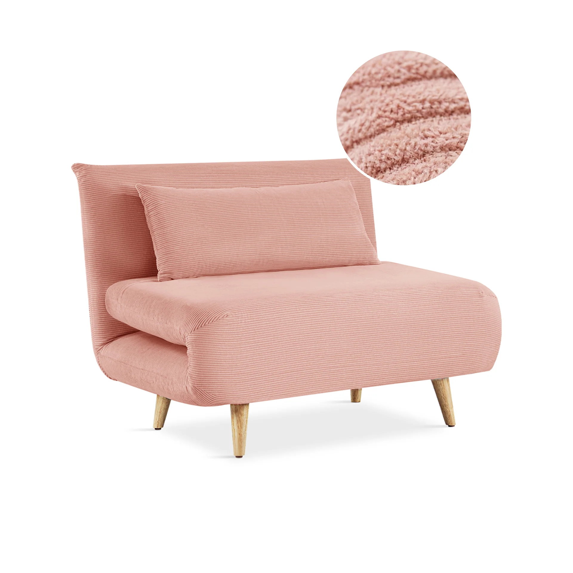 Hastings 1 Seater Fold-Out Sofa Bed - Pink - Image 6