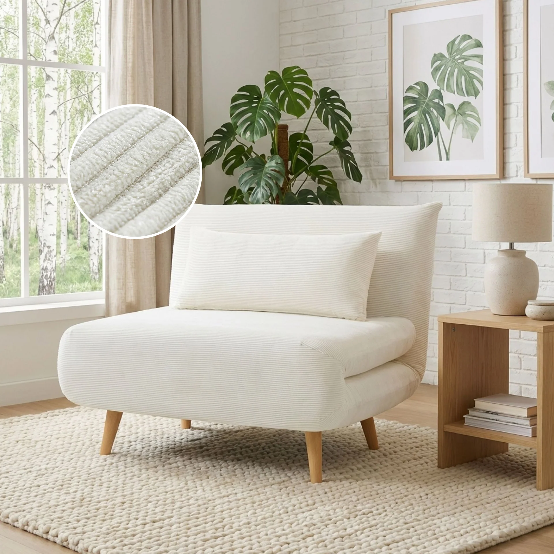 Hastings 1 Seater Fold-Out Sofa Bed - Beige