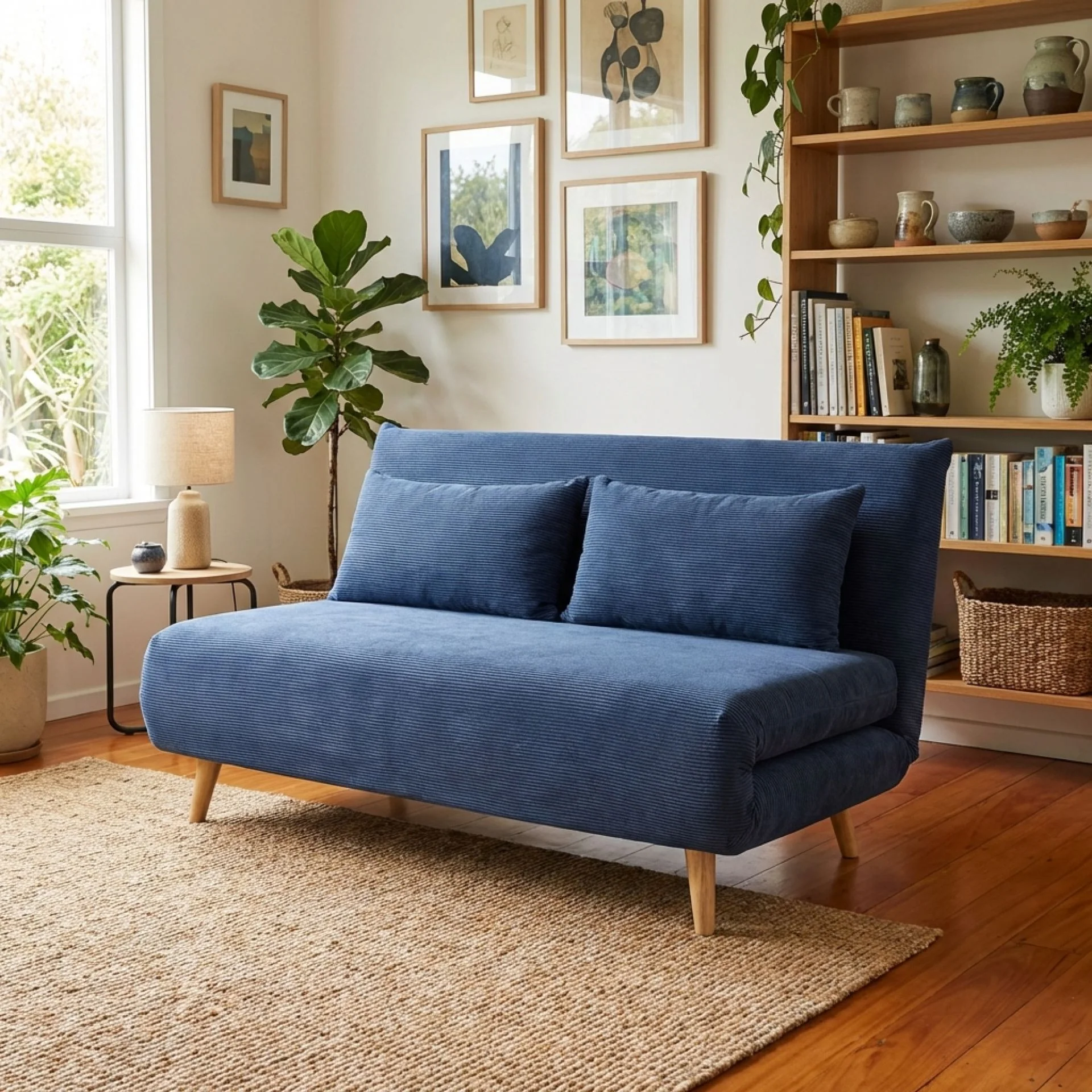Hastings 2 Seater Fold-Out Sofa Bed - Navy Blue - Image 4