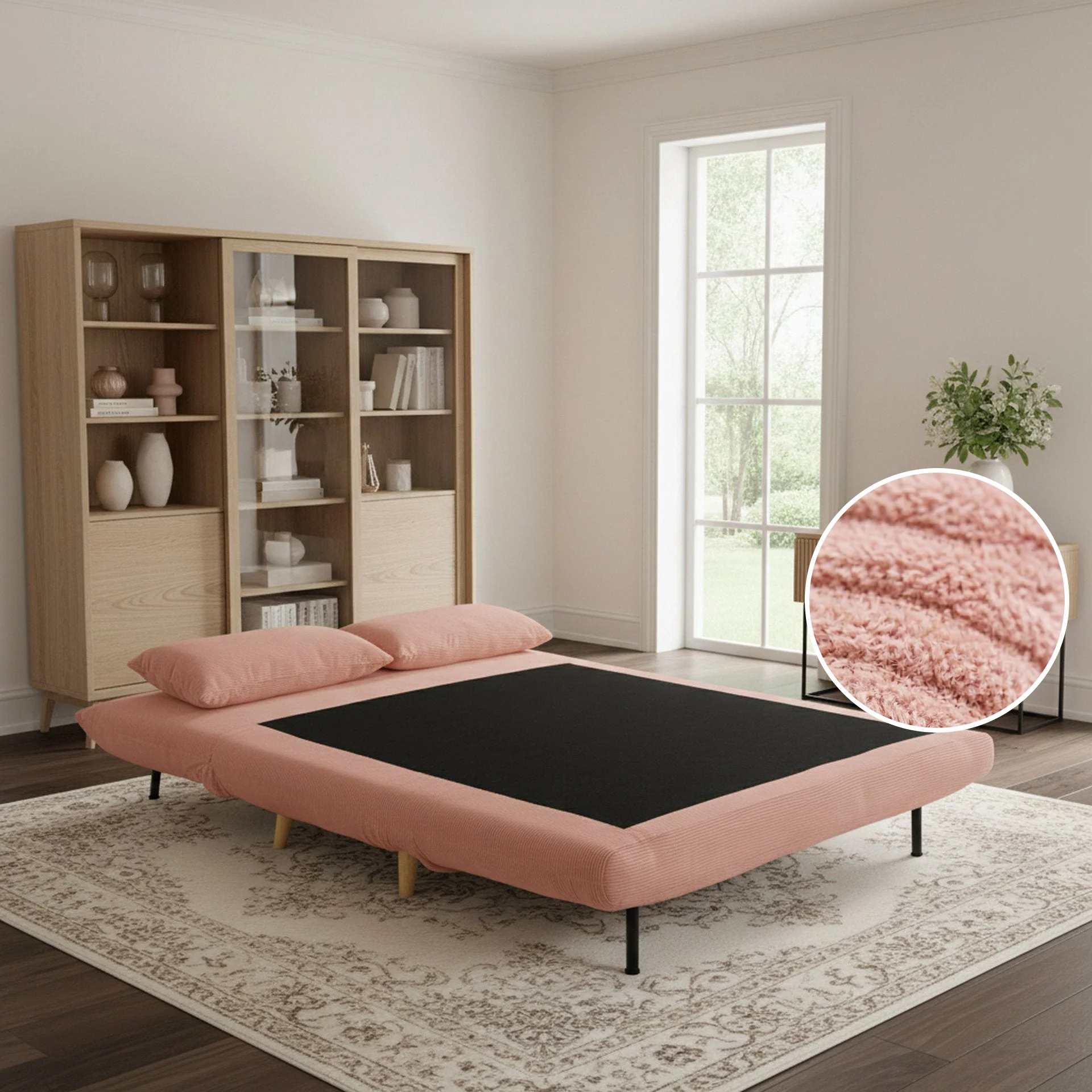 Hastings 2 Seater Fold-Out Sofa Bed - Pink - Image 2
