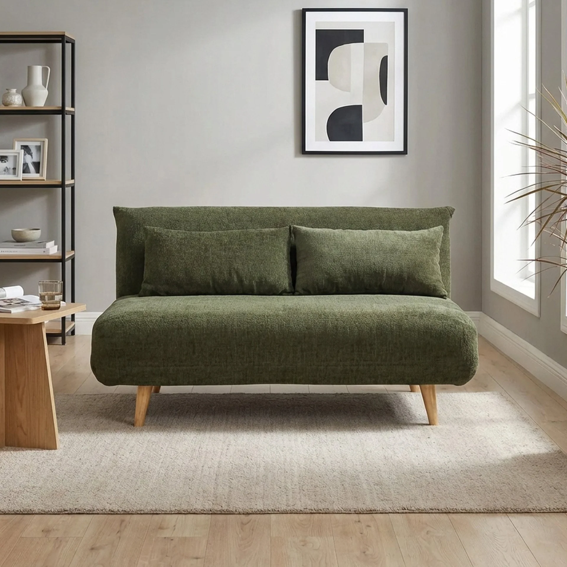 Hastings 2 Seater Fold-Out Sofa Bed - Green - Image 4