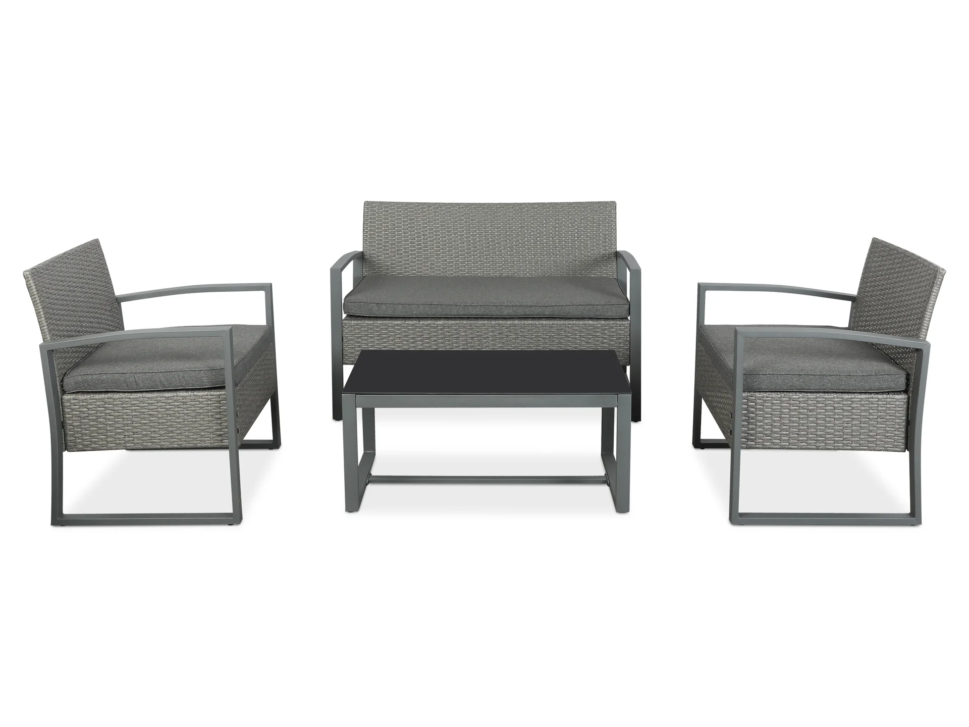 Hatton 4 Piece Metal Outdoor Sofa Set - Grey - Image 4