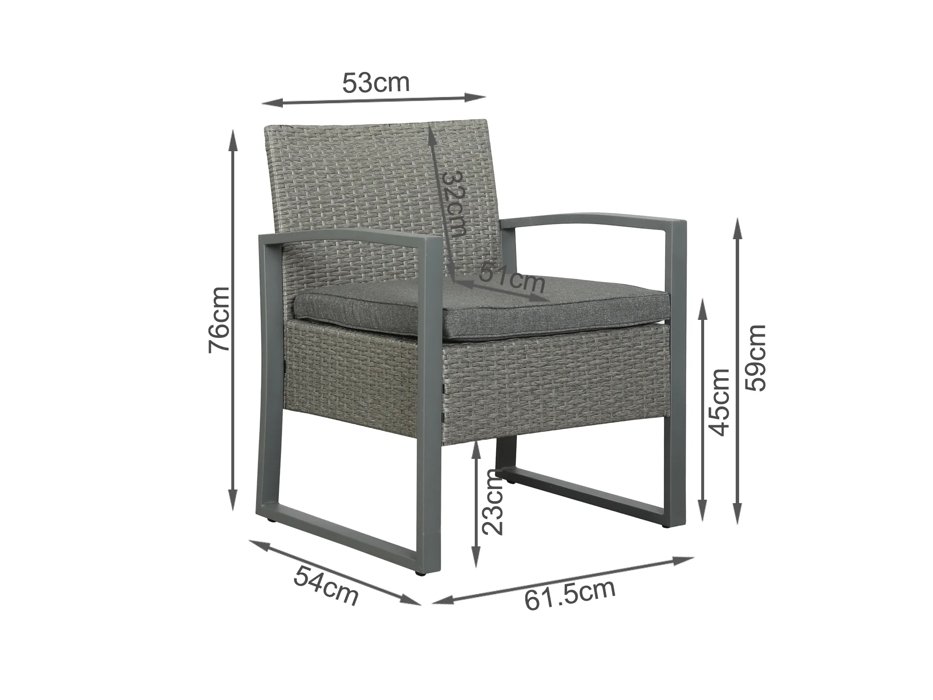 Hatton 4 Piece Metal Outdoor Sofa Set - Grey - Image 8