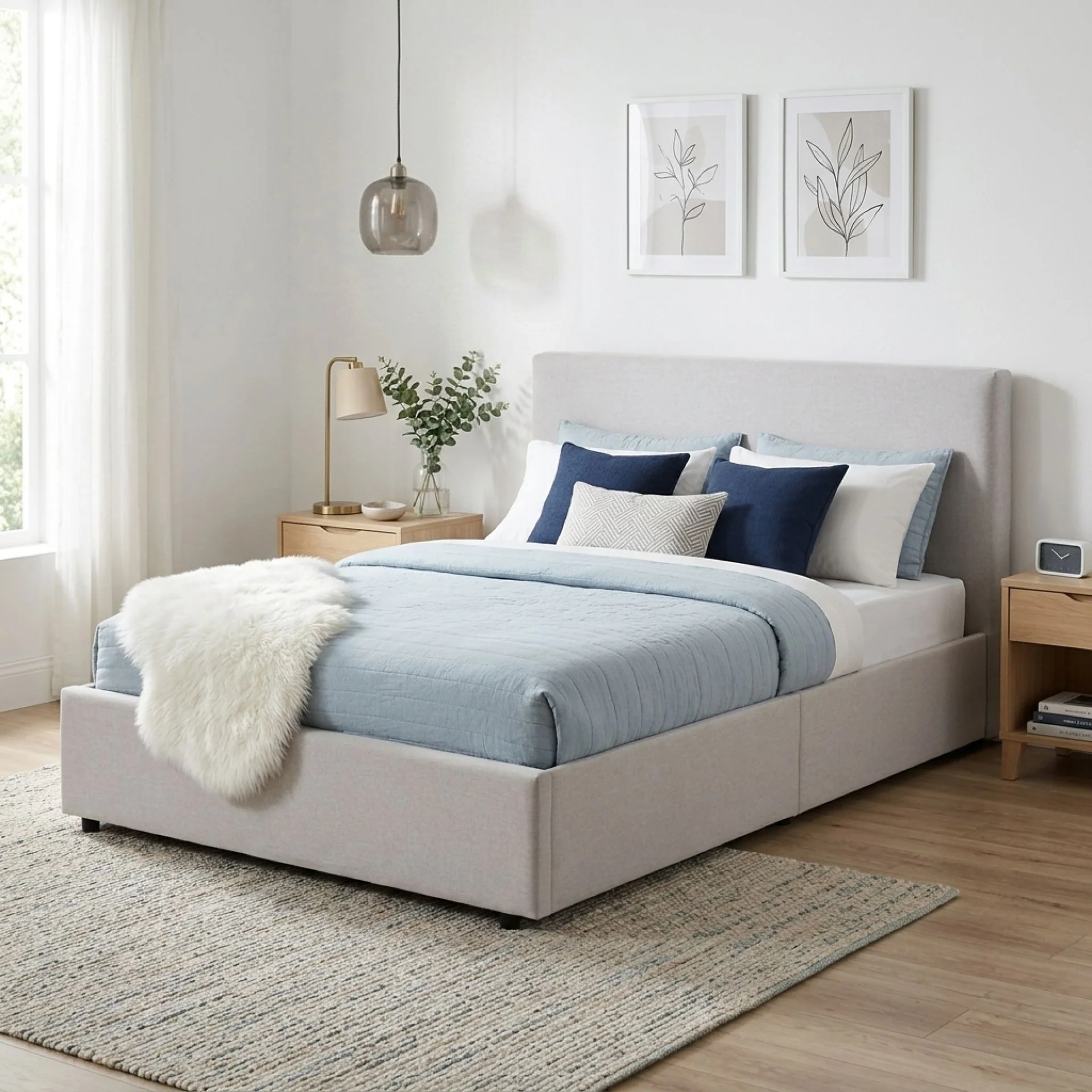 Hauora Double Gas Lift Bed Frame - Beige