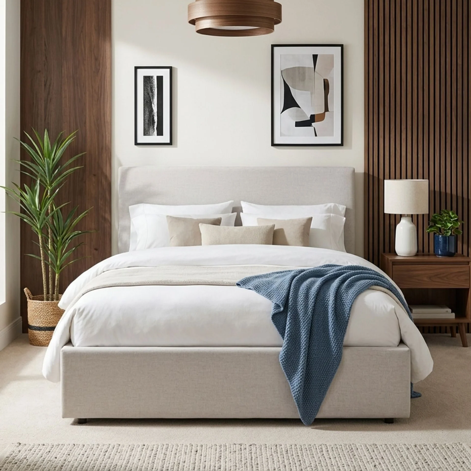 Hauora Double Gas Lift Bed Frame - Beige - Image 3