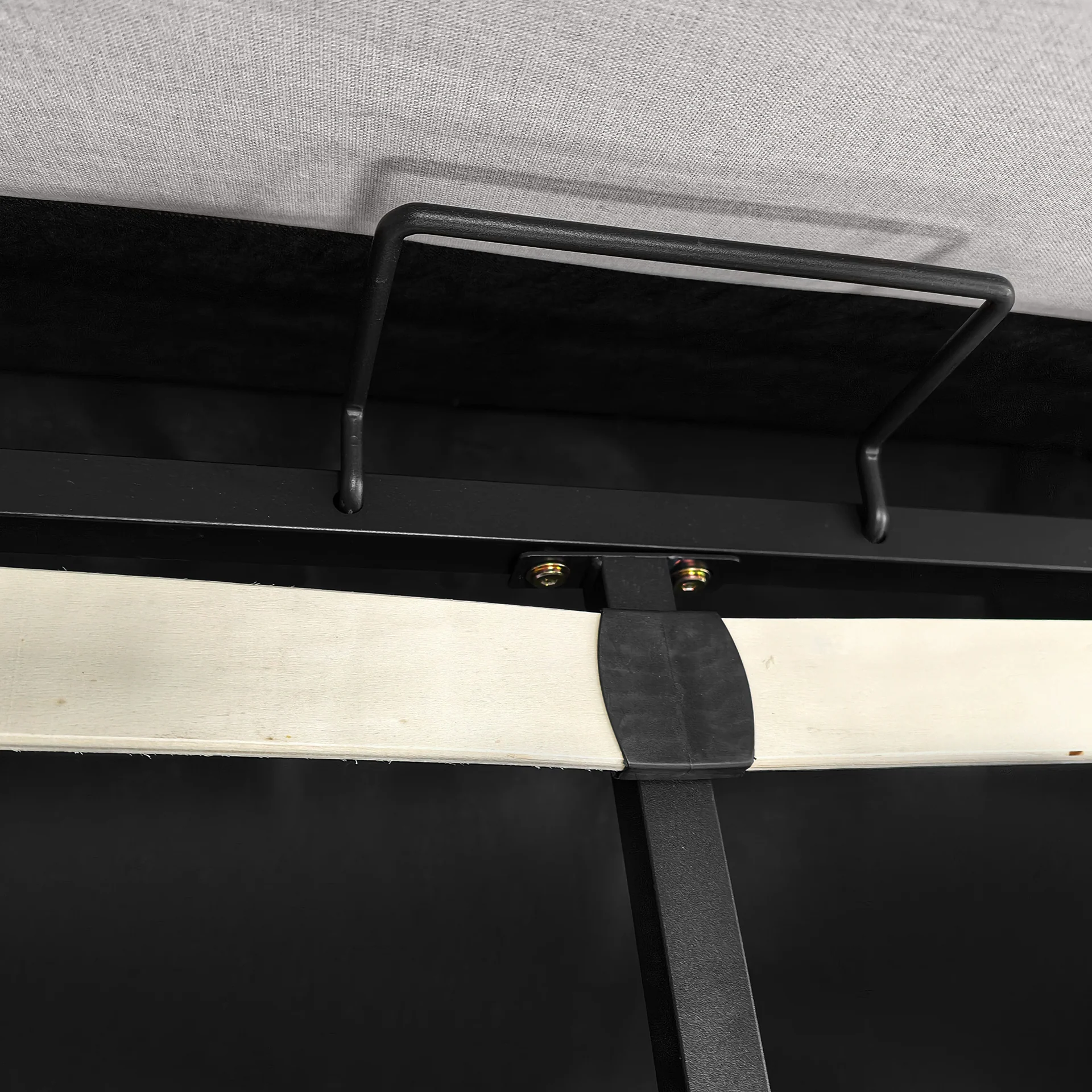Hauora Queen Gas Lift Bed Frame - Beige - Image 15