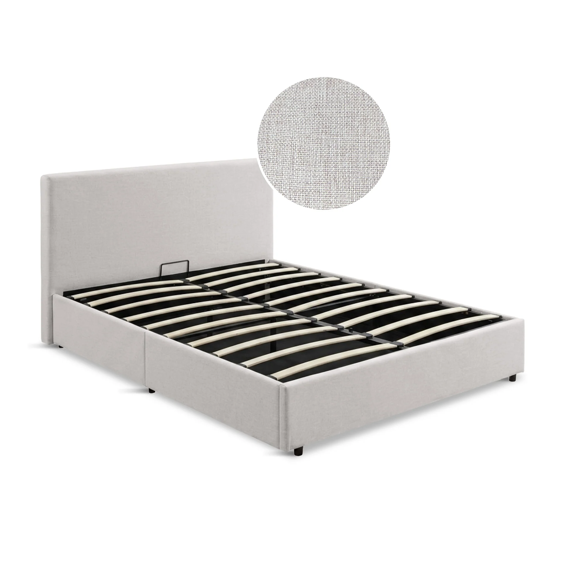 Hauora Queen Gas Lift Bed Frame - Beige - Image 7