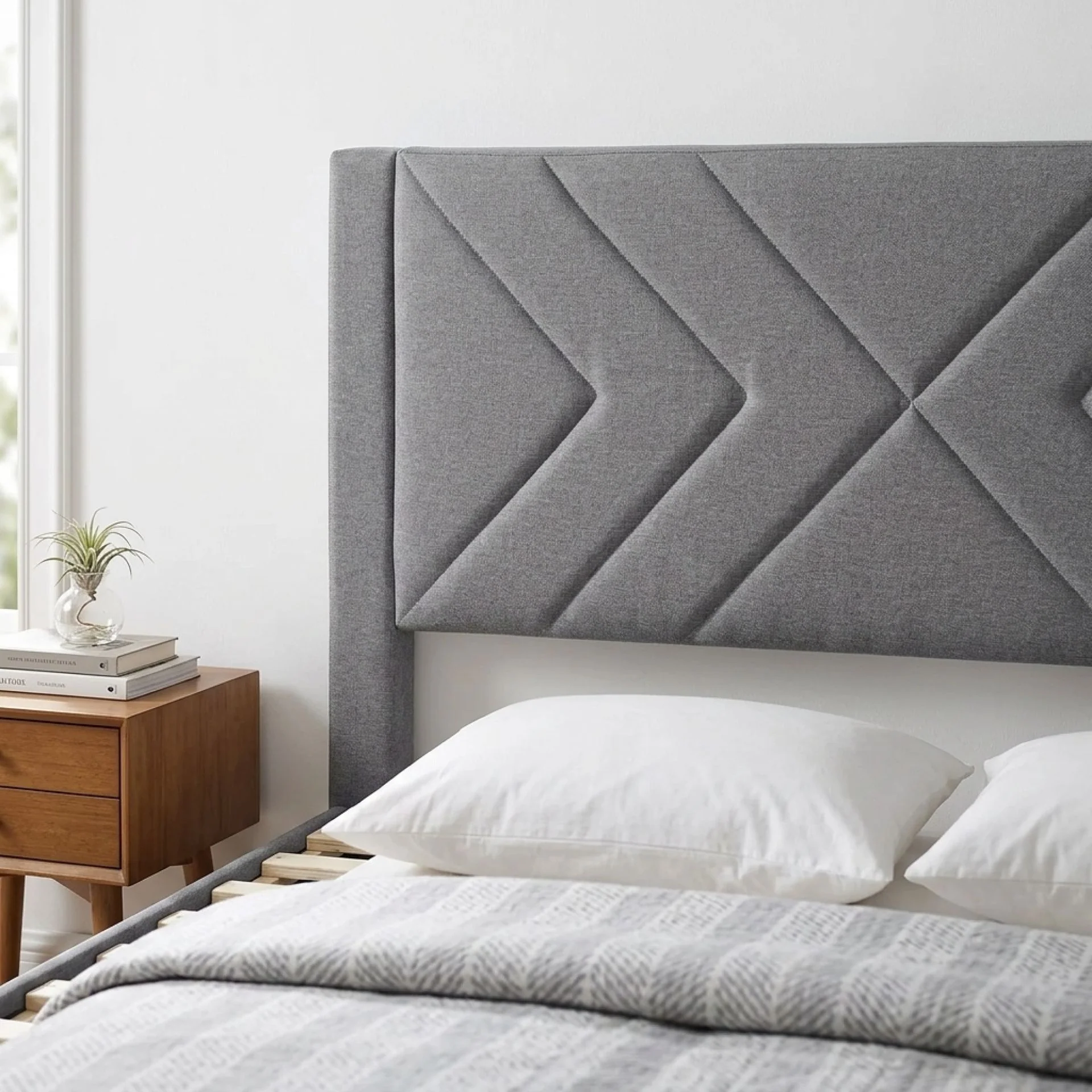 Haydon Double Fabric Bed Frame with 4 Drawers - Light Grey - Image 6