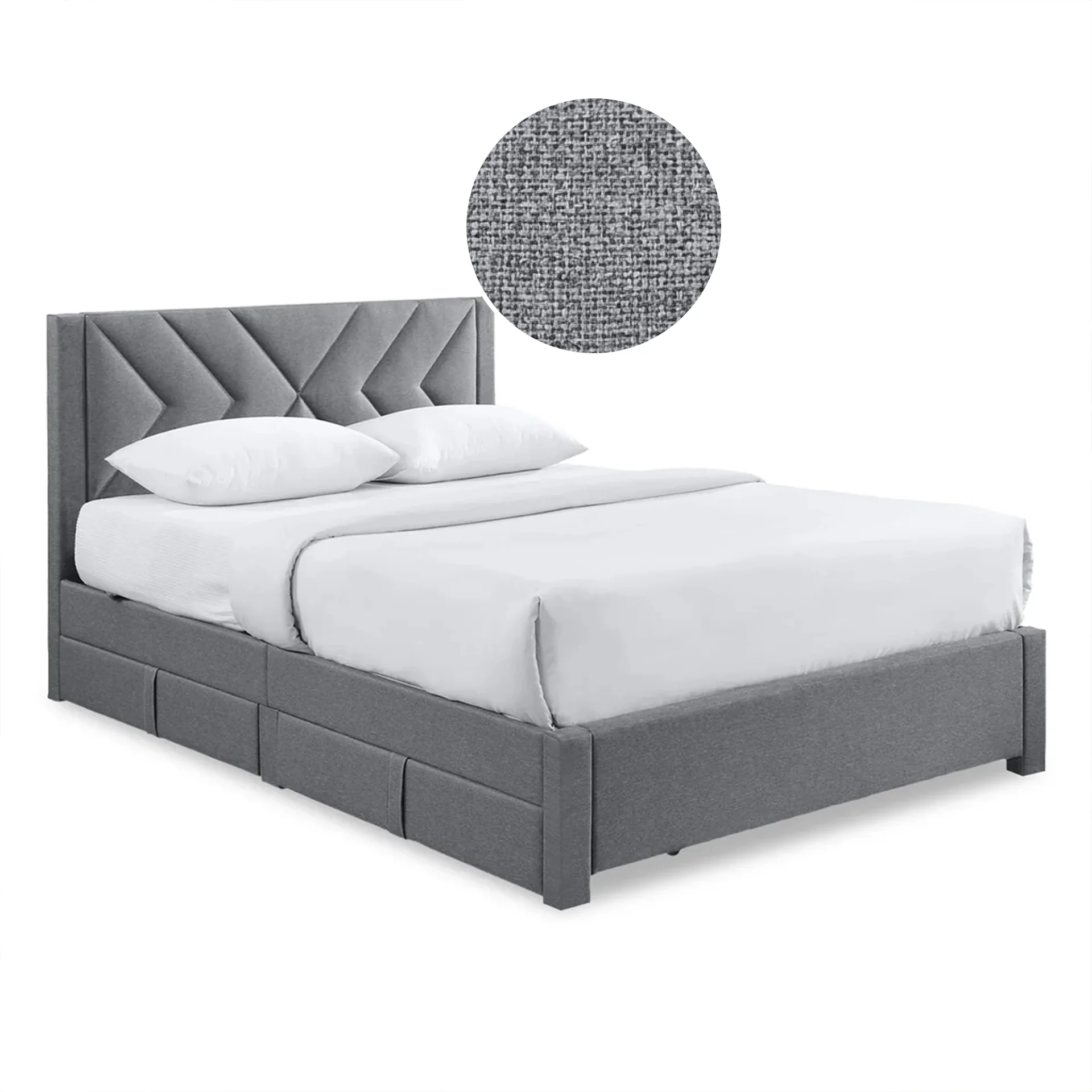 Haydon Double Fabric Bed Frame with 4 Drawers - Light Grey - Image 8