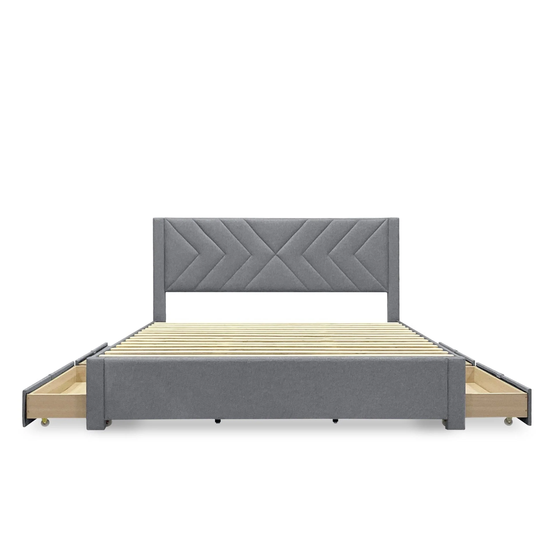 Haydon Super King Fabric Bed Frame with 4 Drawers - Light Grey - Image 9
