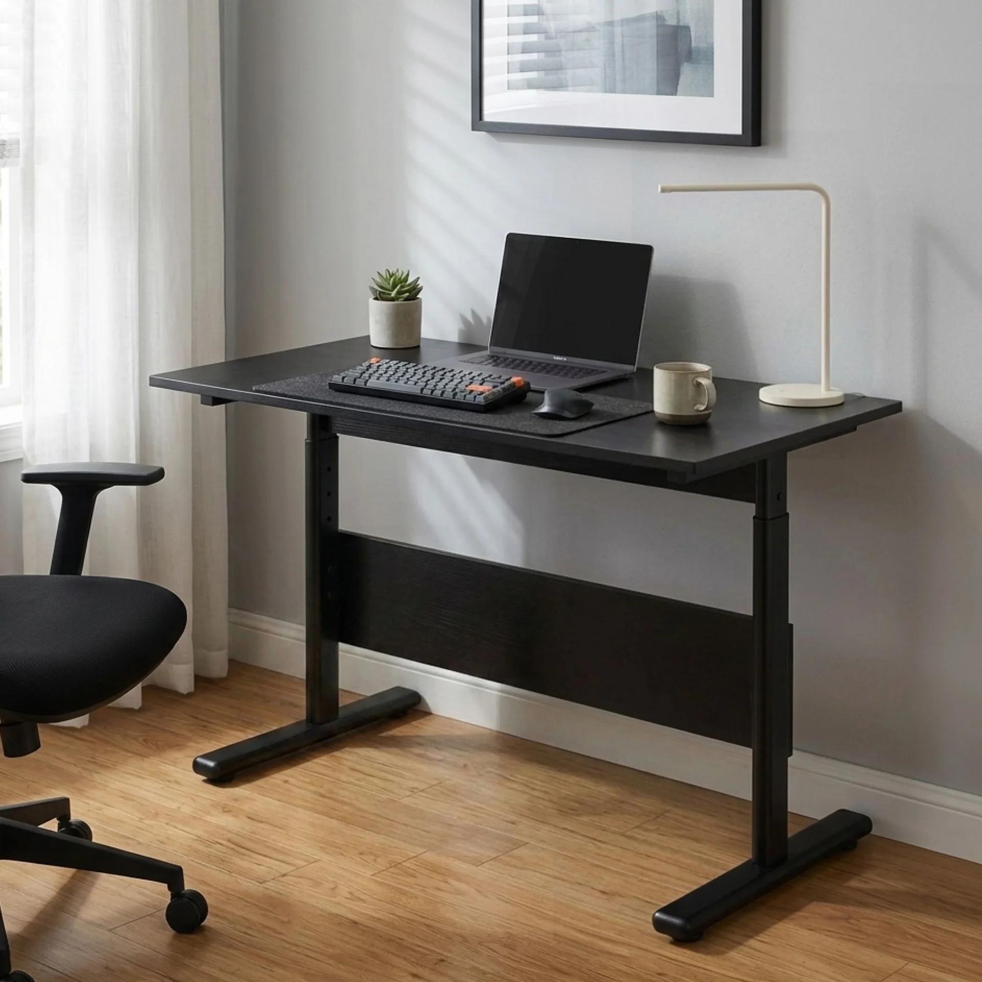 Hector 100cm Height-Adjustable Computer Desk - Black