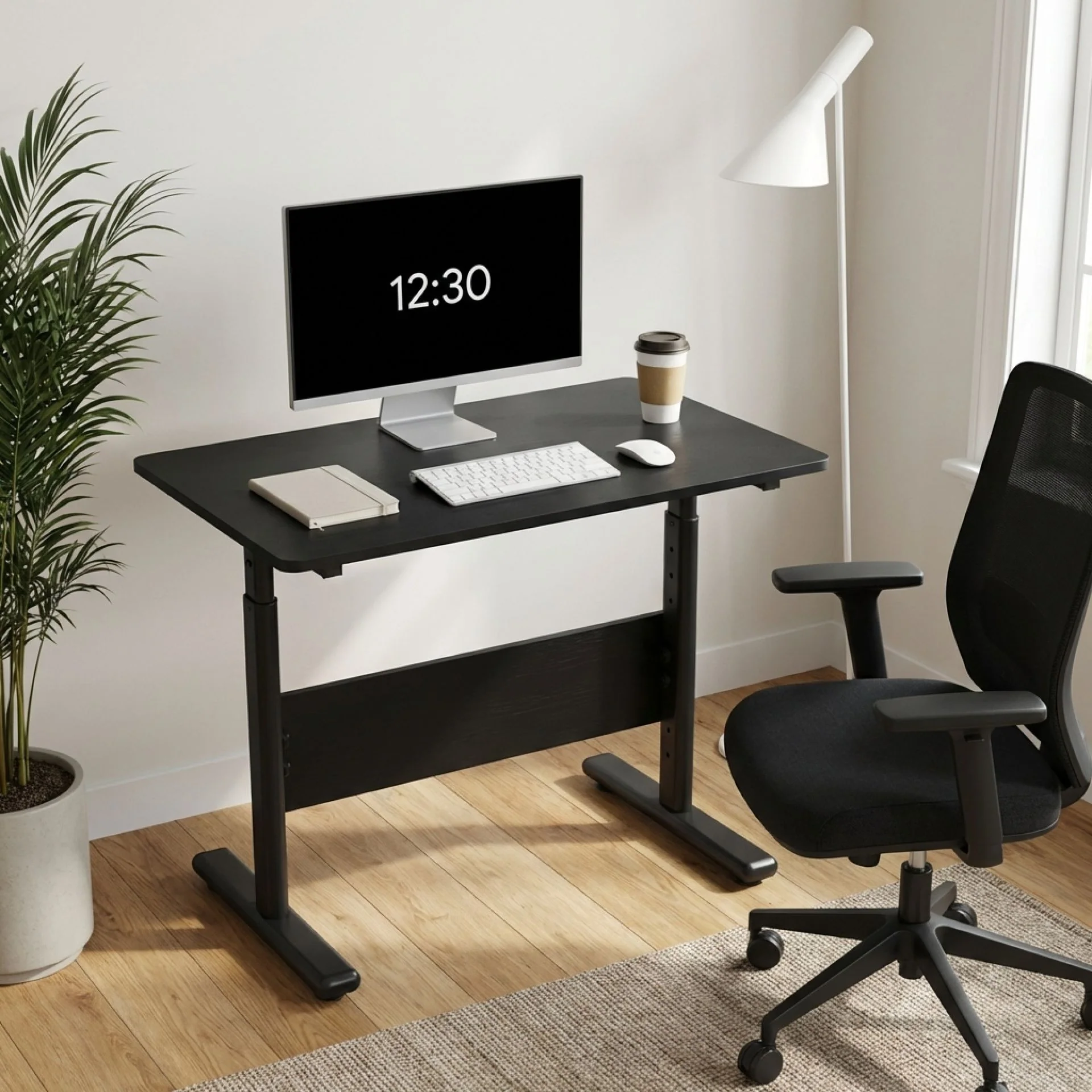 Hector 80cm Height-Adjustable Computer Desk - Black