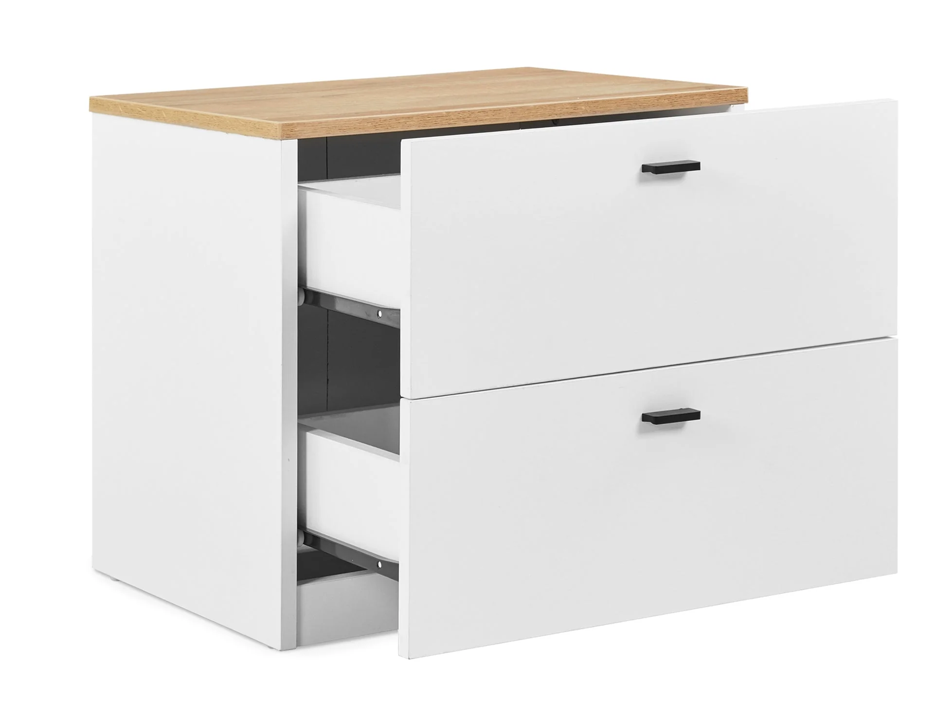 Hekla Wooden Bedside Table with 2 Drawers - White - Image 4