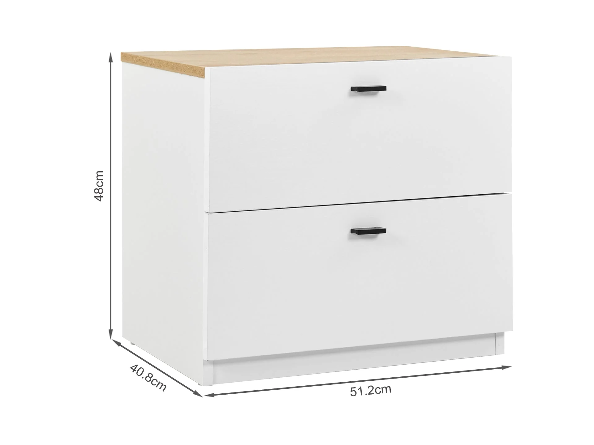 Hekla Wooden Bedside Table with 2 Drawers - White - Image 8