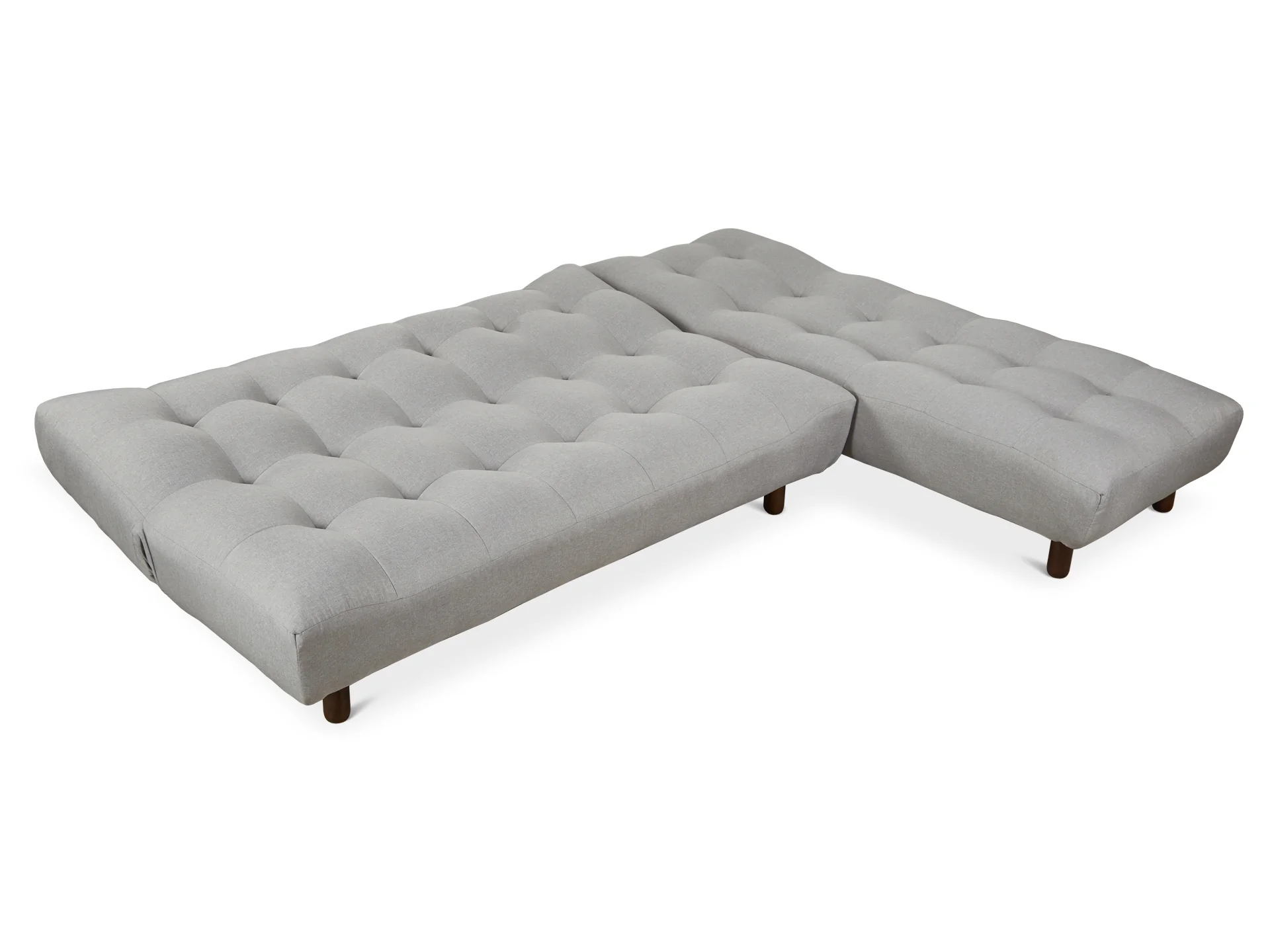 HELENA 3 Seater Fabric Sofa Bed Futon with Chaise - LIGHT GREY - Image 5