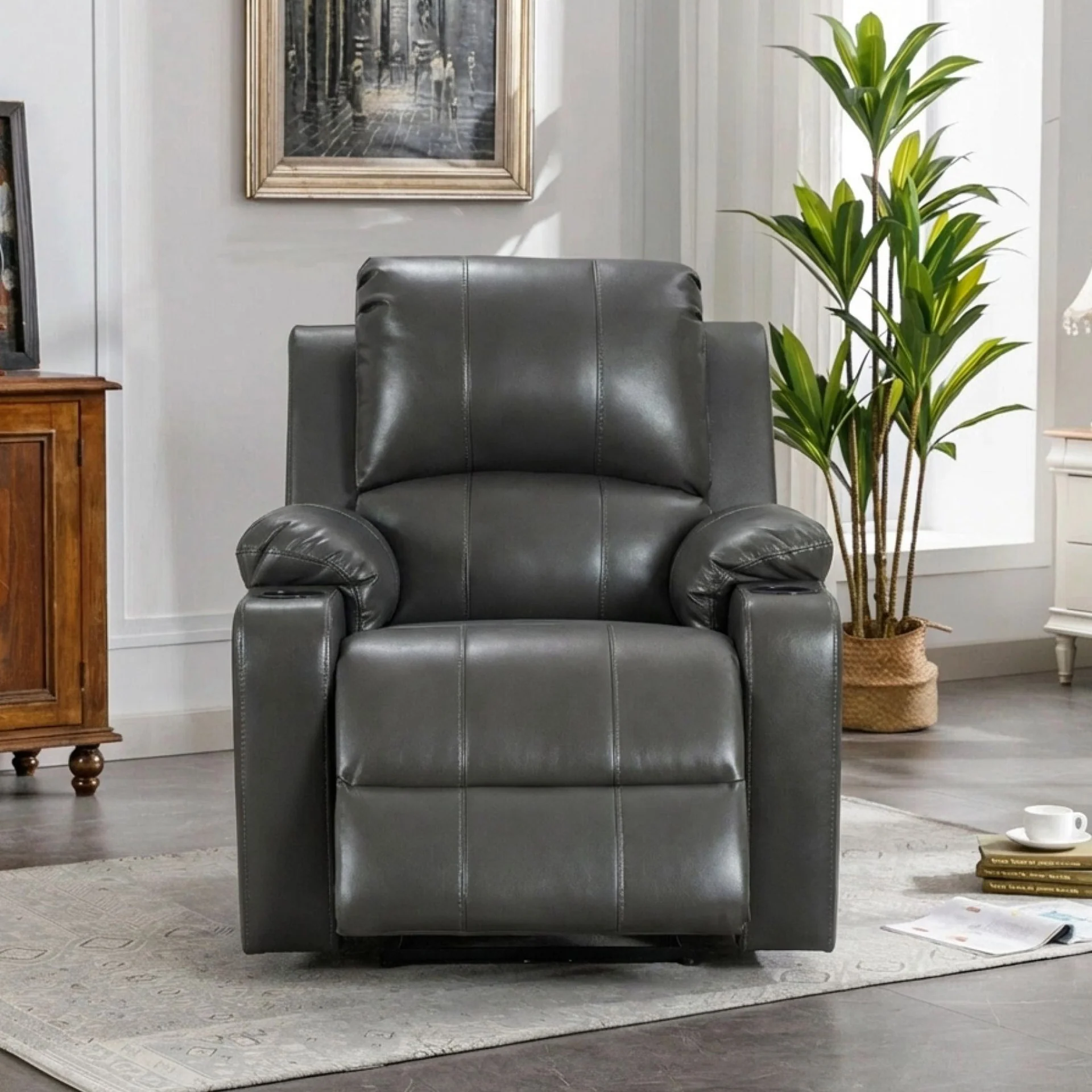Henley Air Leather Electric 1 Seater Recliner Sofa - Grey