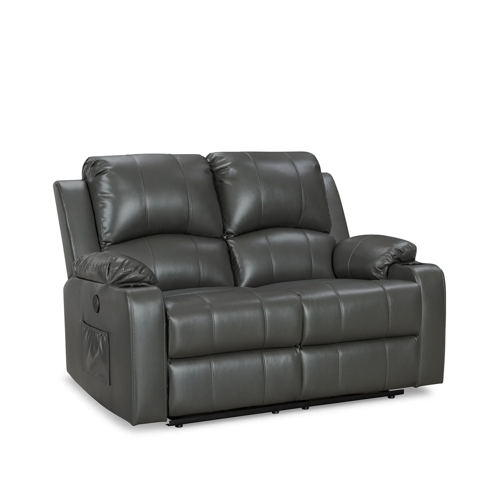 Henley Air Leather Electric 2 Seater Recliner Sofa - Grey - Image 3