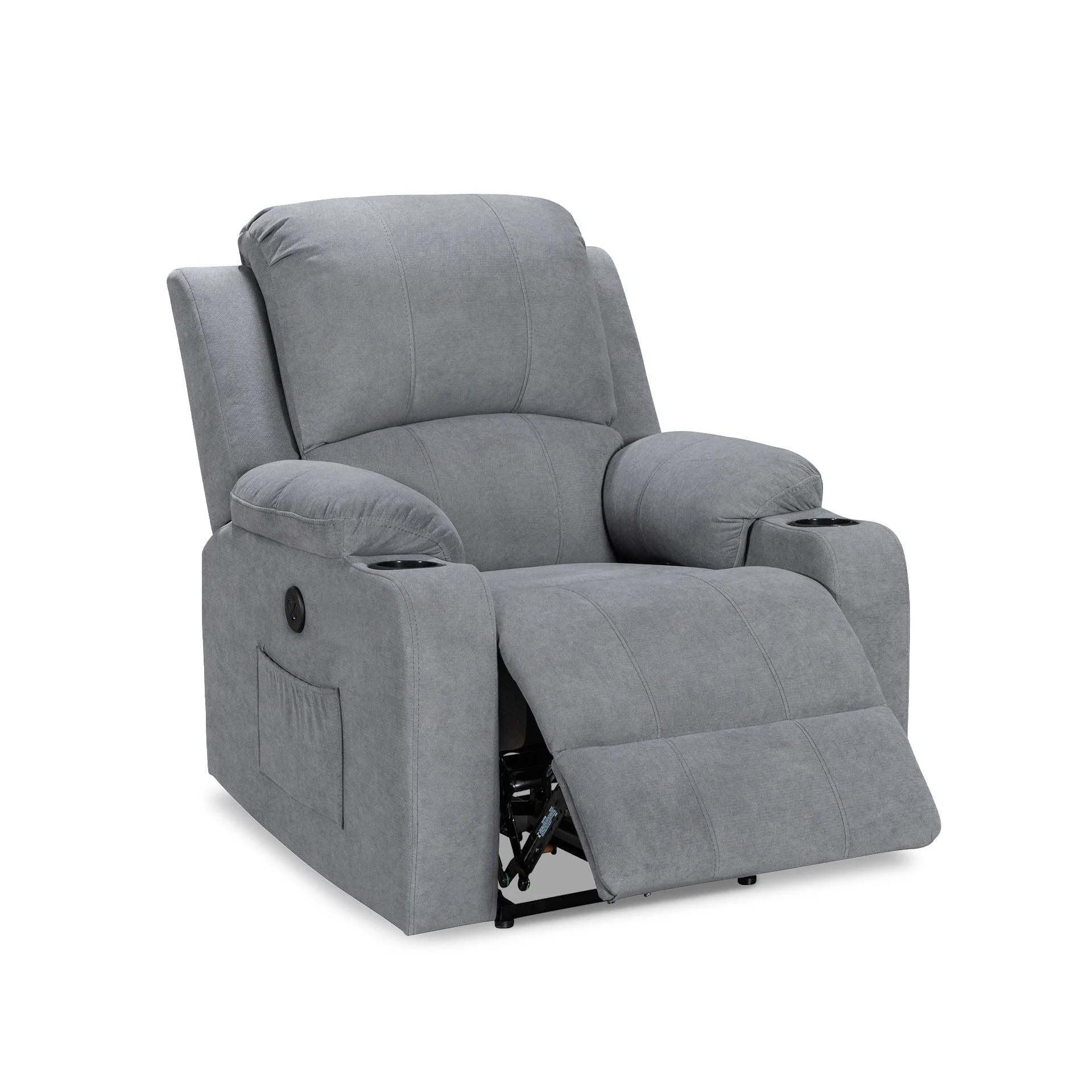 Henley Fabric Electric 1 Seater Recliner Sofa - Grey - Image 12