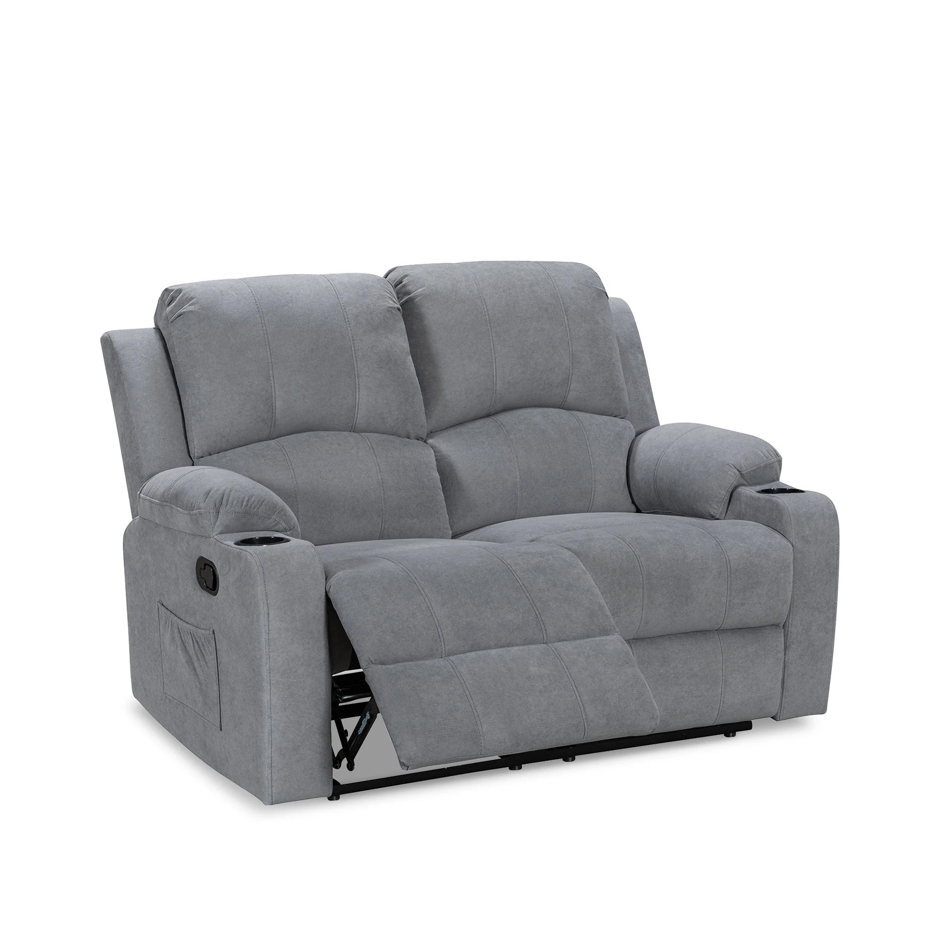 Henley Fabric Manual 2 Seater Recliner Sofa - Grey - Image 11