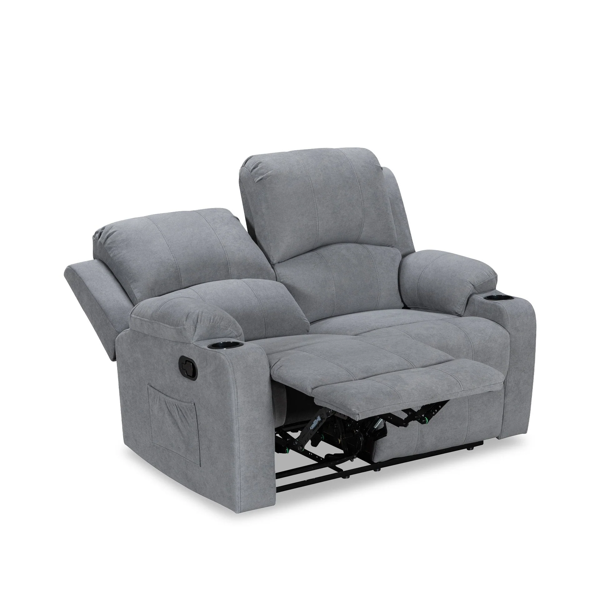 Henley Fabric Manual 2 Seater Recliner Sofa - Grey - Image 12