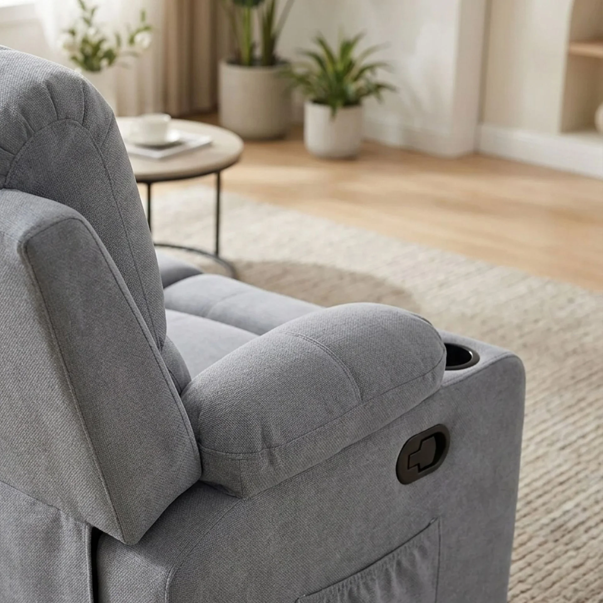 Henley Fabric Manual 2 Seater Recliner Sofa - Grey - Image 7