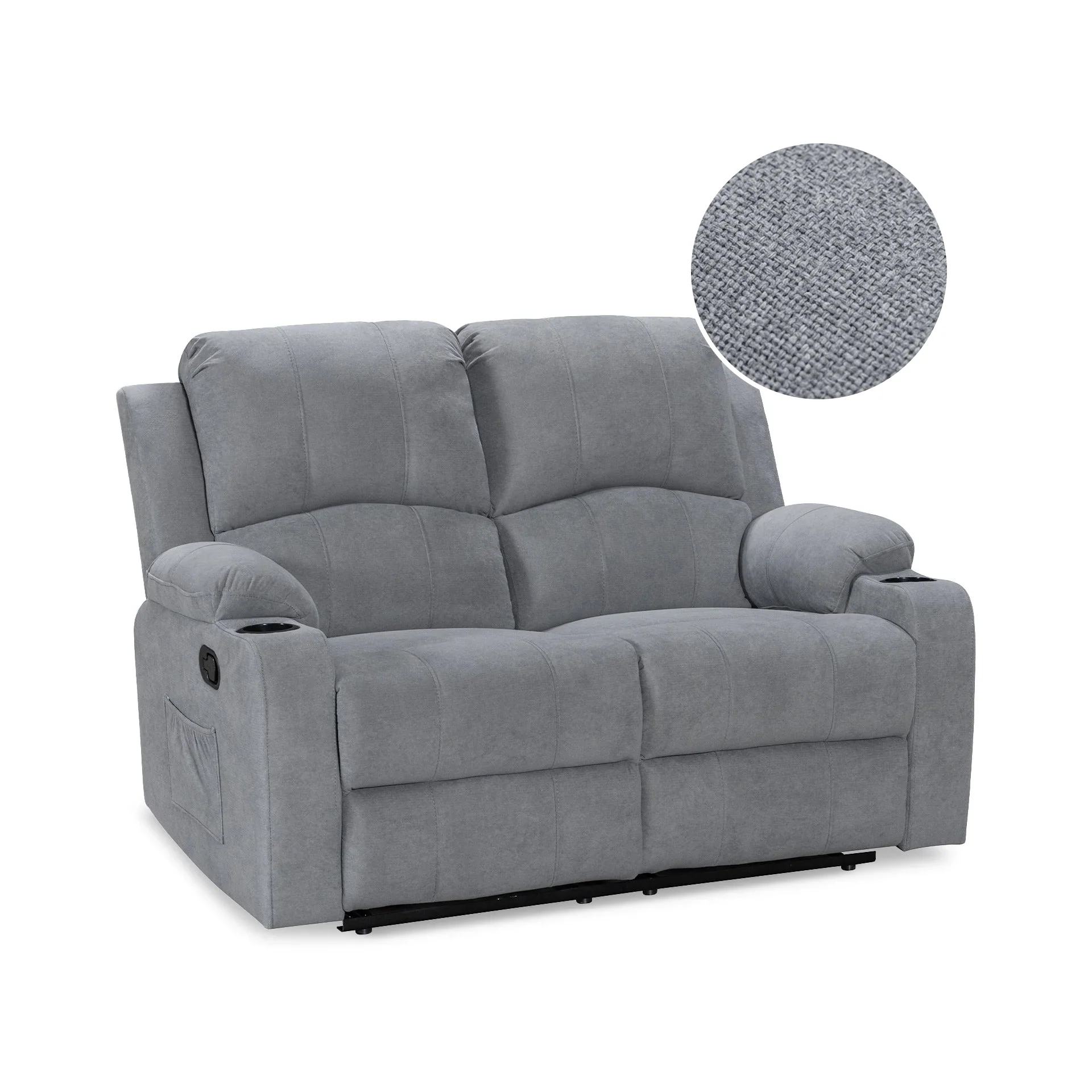 Henley Fabric Manual 2 Seater Recliner Sofa - Grey - Image 9