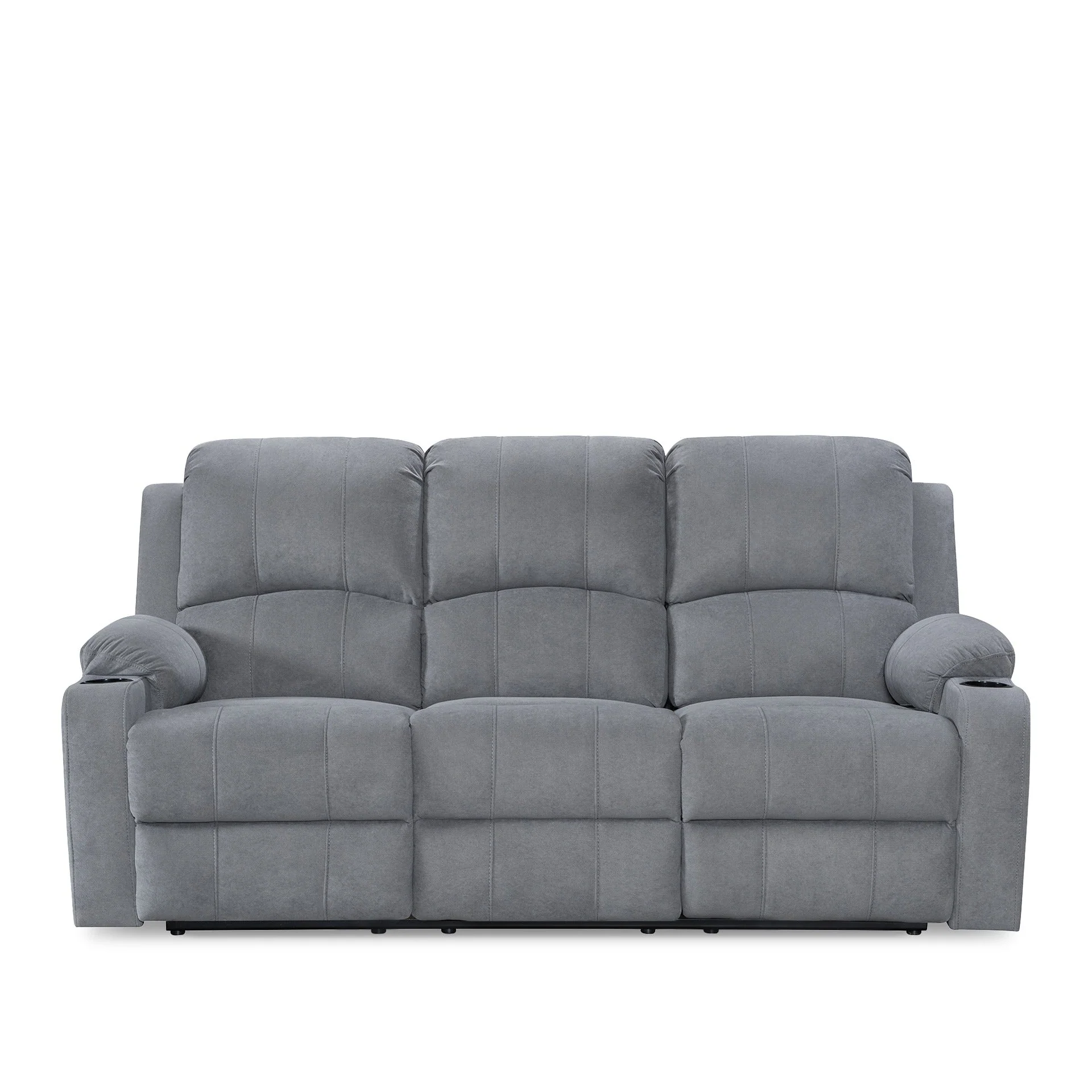 Henley Fabric Manual 3 Seater Recliner Sofa - Grey - Image 10