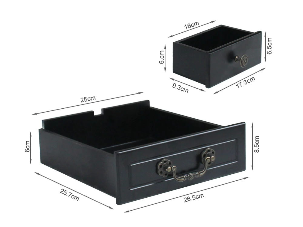 HEPATICA Dressing Table with Tri-folding Mirror Set 2PCS - BLACK - Image 12