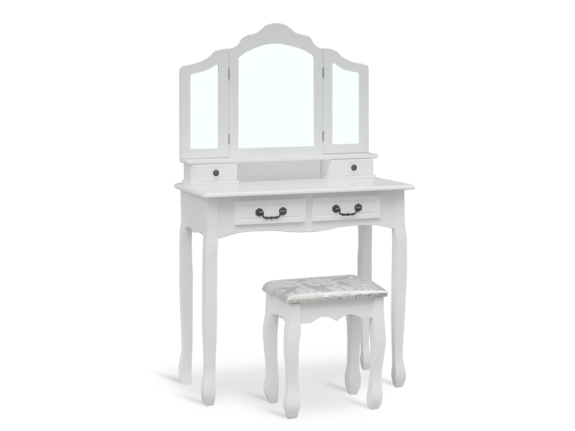 HEPATICA Dressing Table with Tri-folding Mirror Set 2PCS - WHITE - Image 2