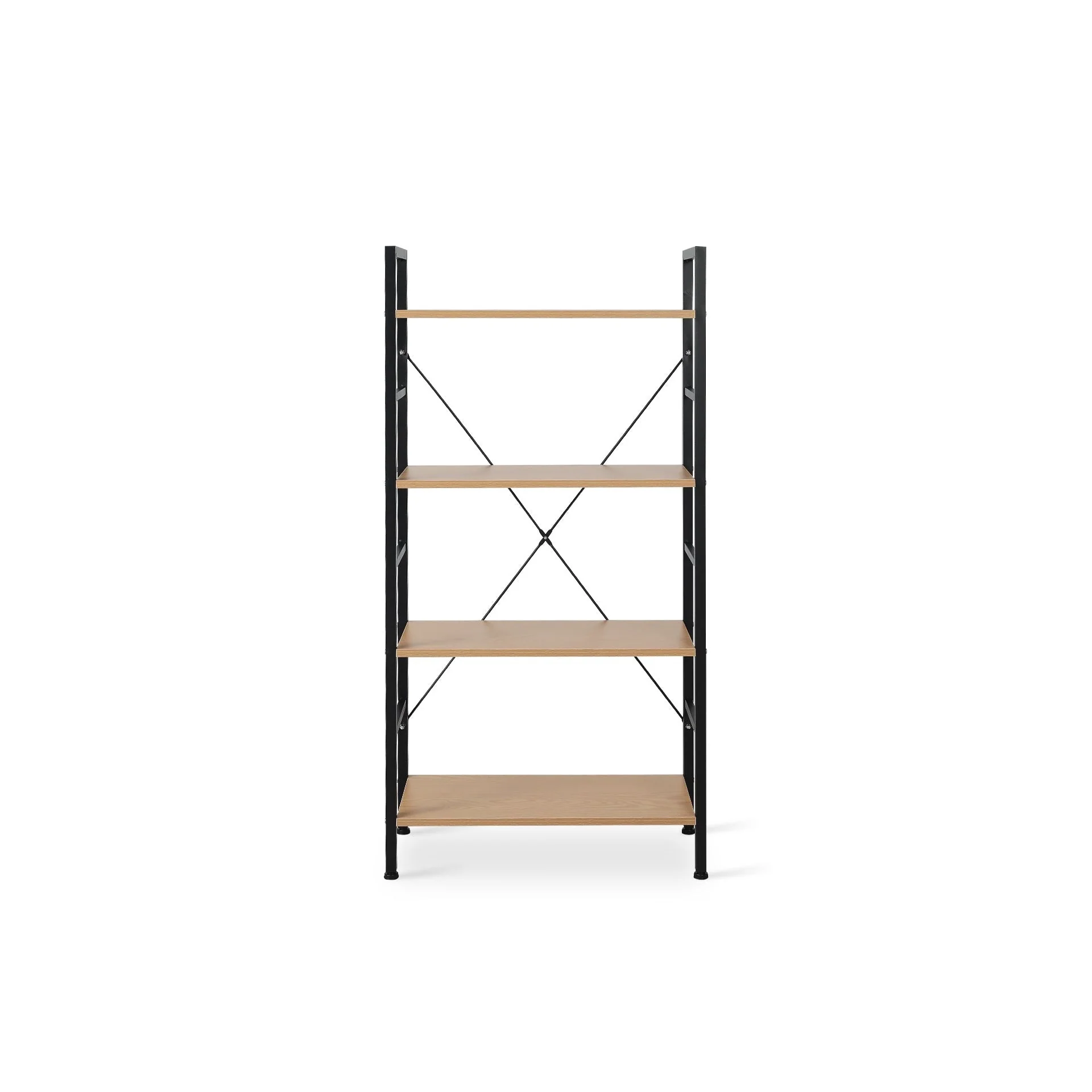 Hikuai 4 Tier Bookshelf - Natural + Black - Image 6