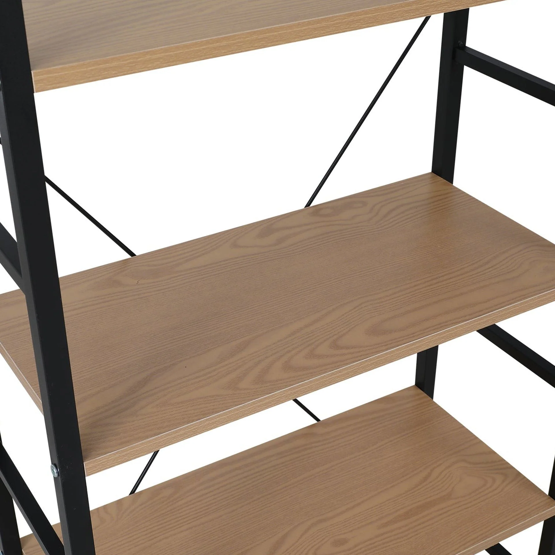 Hikuai 4 Tier Bookshelf - Natural + Black - Image 8