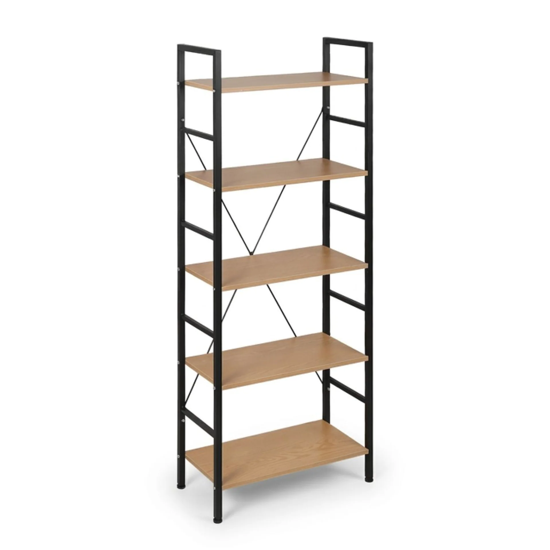 Hikuai 5 Tier Bookshelf - Natural + Black - Image 5