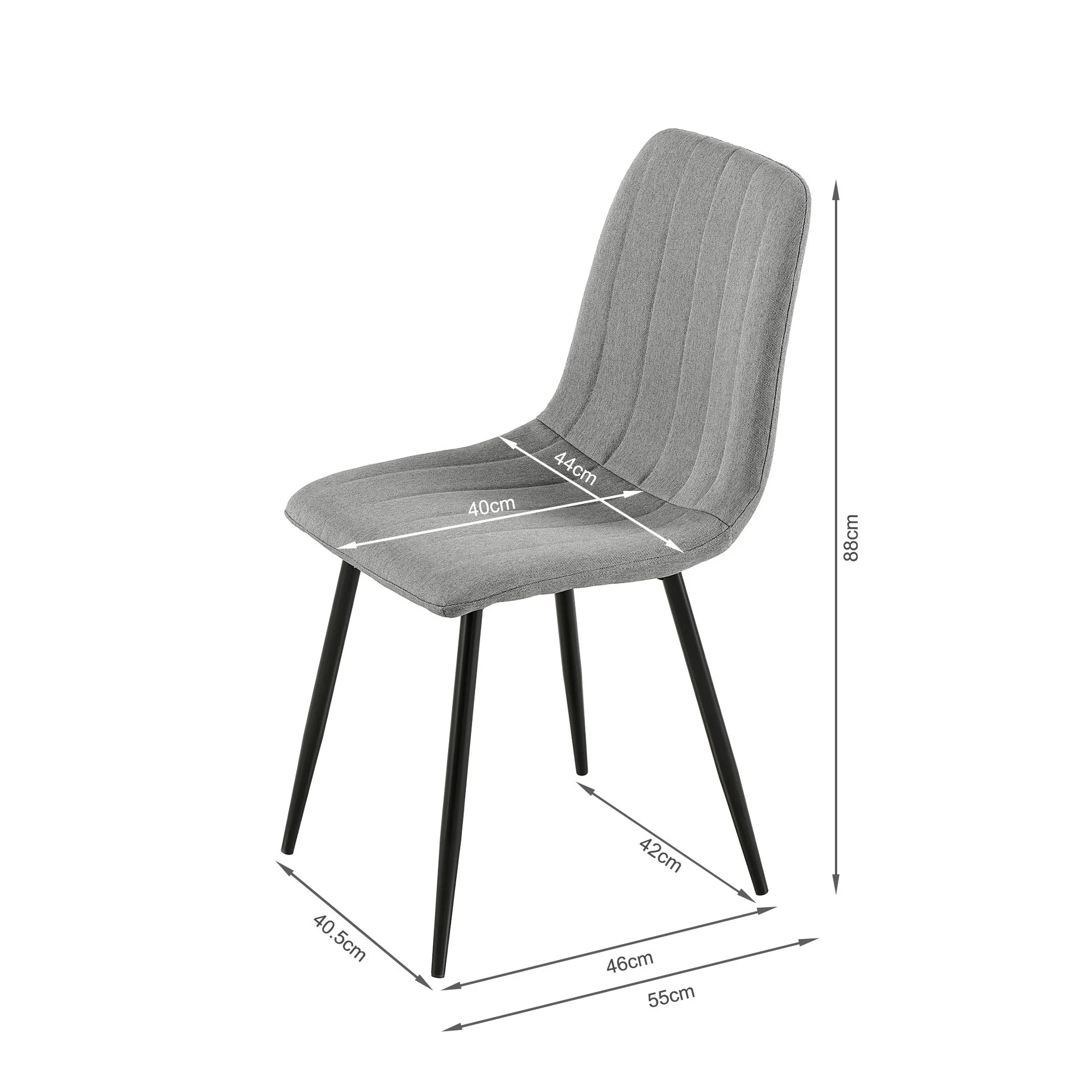 Holland Fabric Dining Chair - Set of 4 - Grey - Image 12