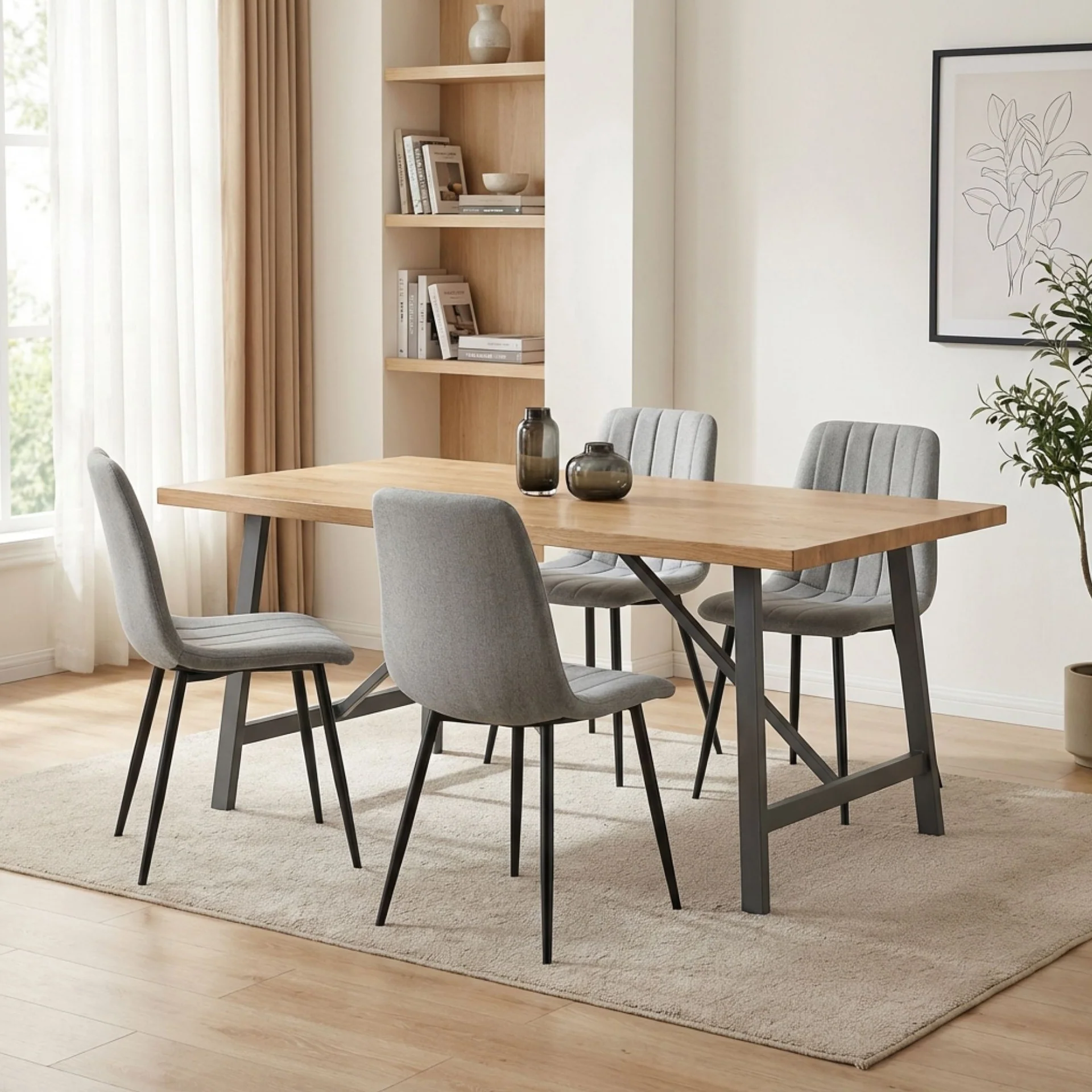 Holland Fabric Dining Chair - Set of 4 - Grey - Image 2