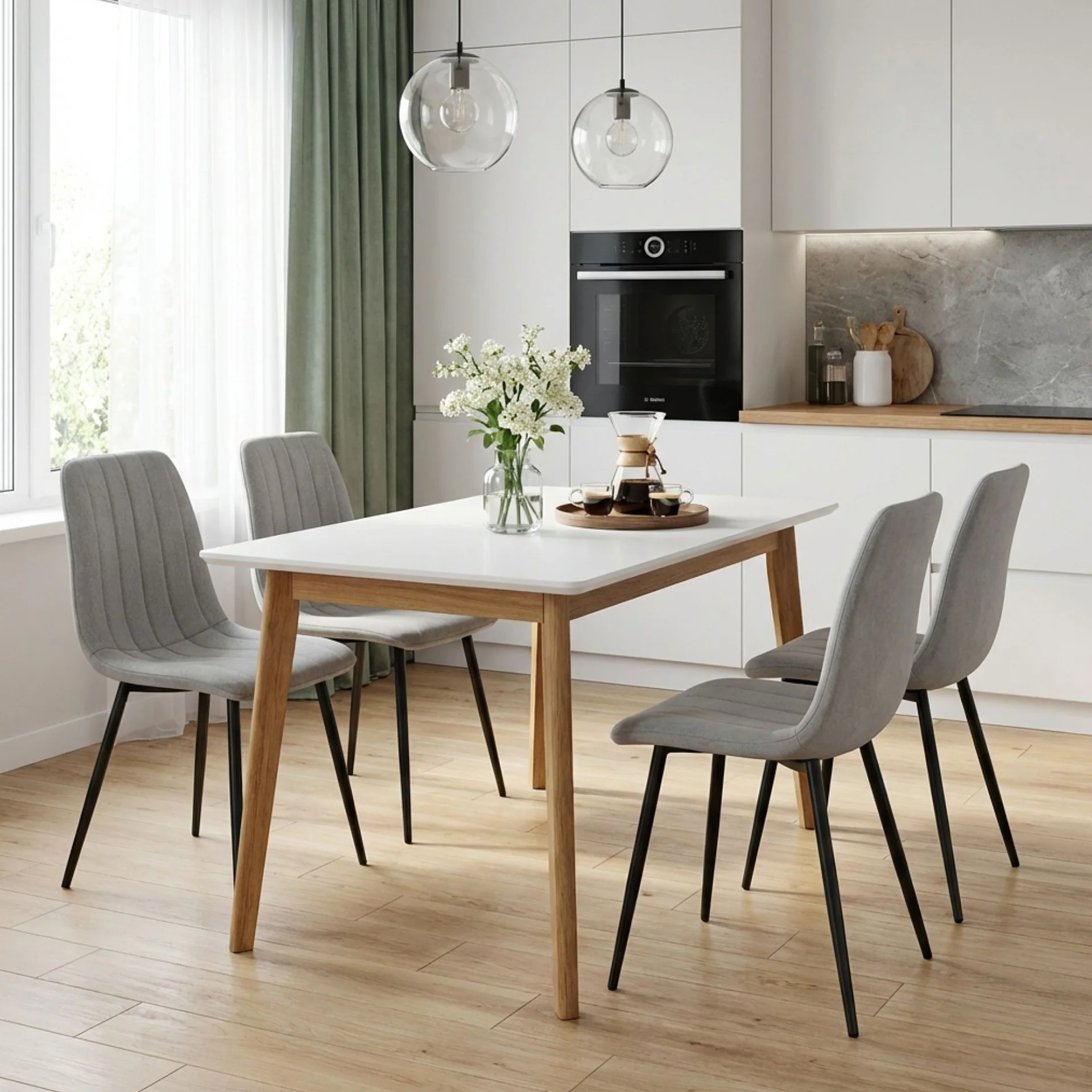 Holland Fabric Dining Chair - Set of 4 - Grey - Image 3