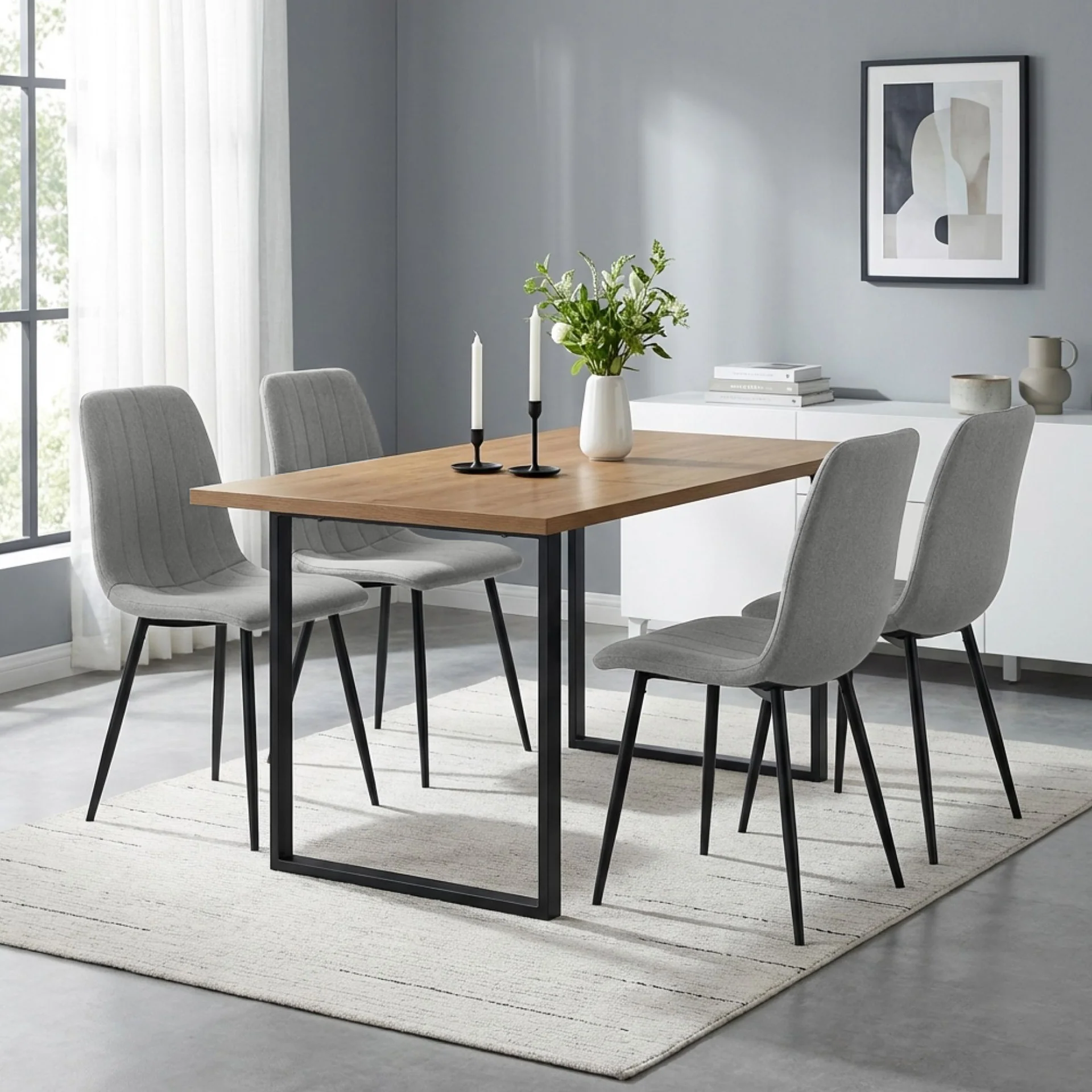 Holland Fabric Dining Chair - Set of 4 - Grey - Image 4