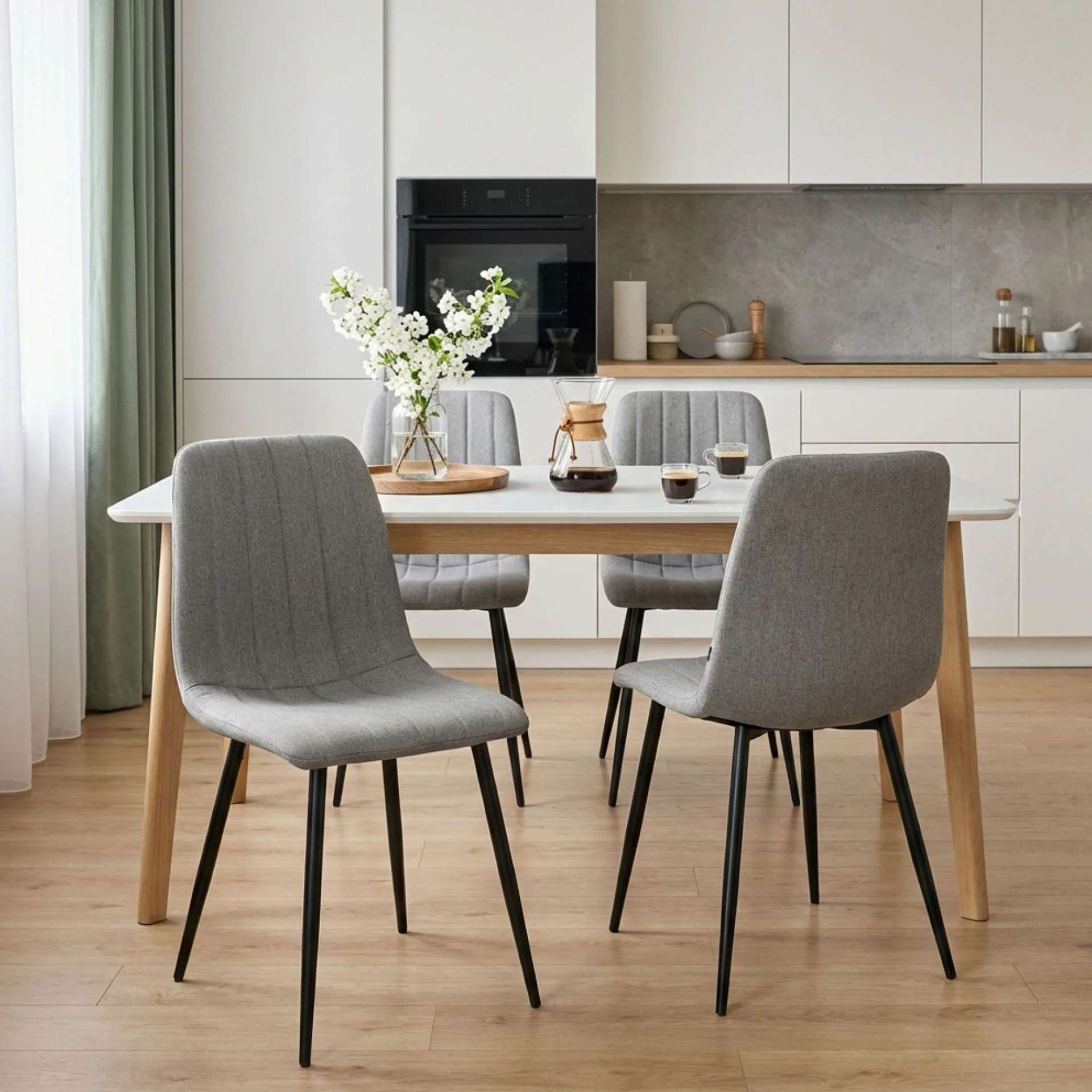 Holland Fabric Dining Chair - Set of 4 - Grey - Image 6