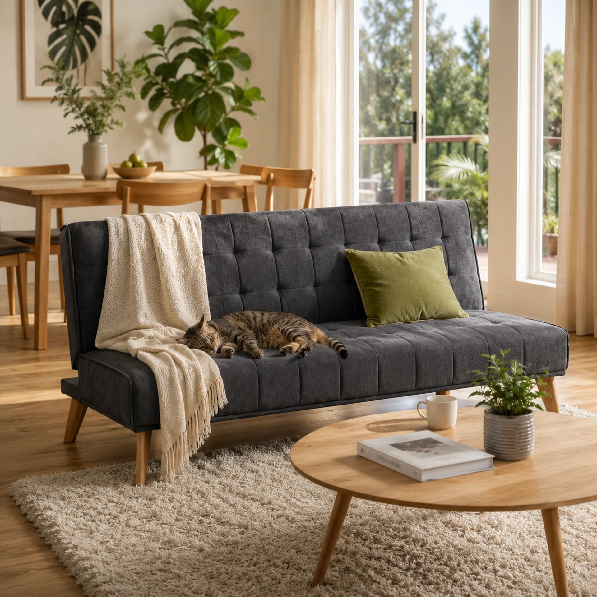 Homer 3 Seater Sofa Bed - Dark Grey - Image 3