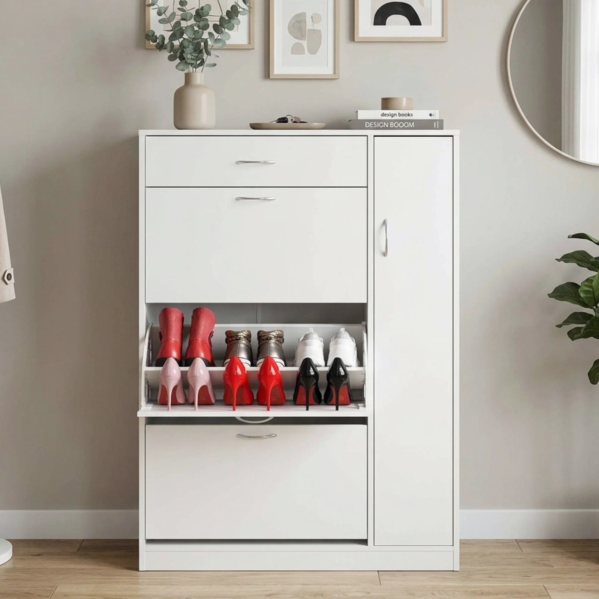 Horotea 4 Drawer Shoe Cabinet Storage Rack - White - Image 4