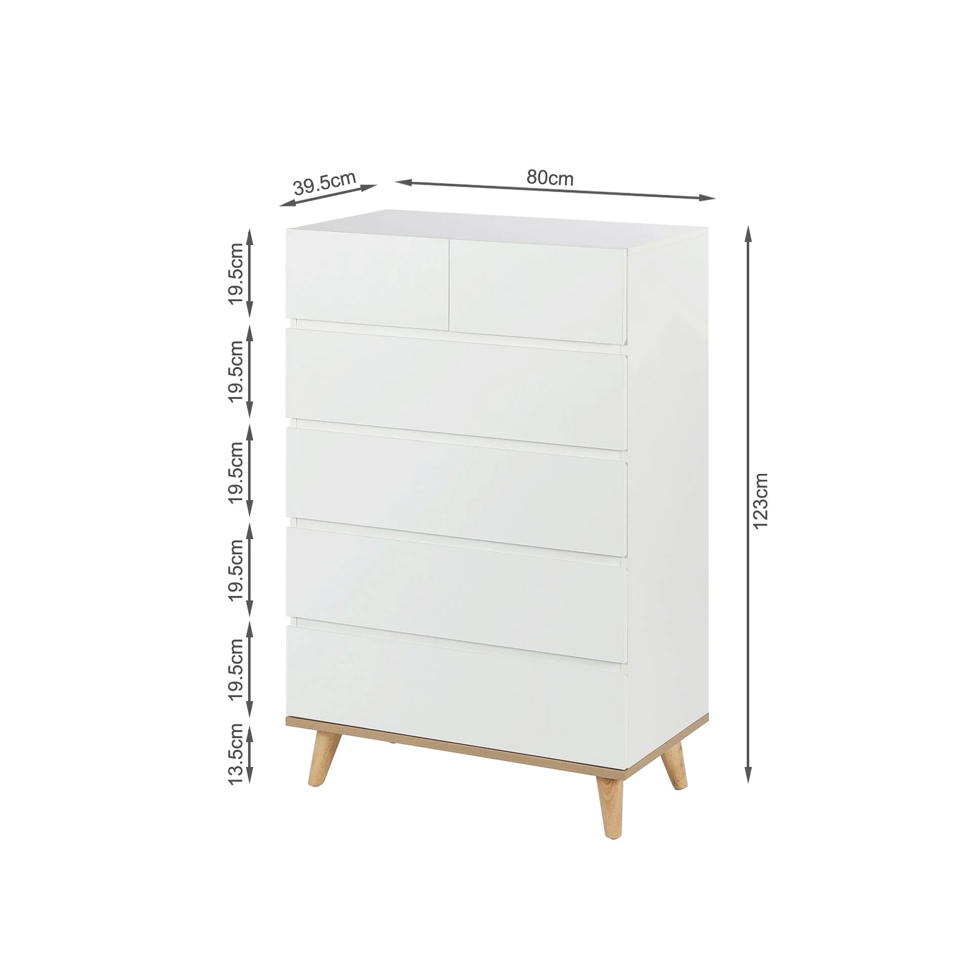 Hudson 6 Drawers Tallboy - White - Image 12