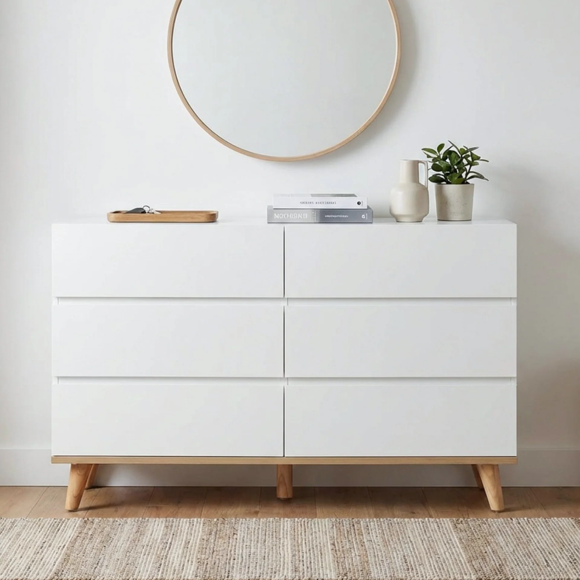 Hudson 6 Drawers Lowboy - White
