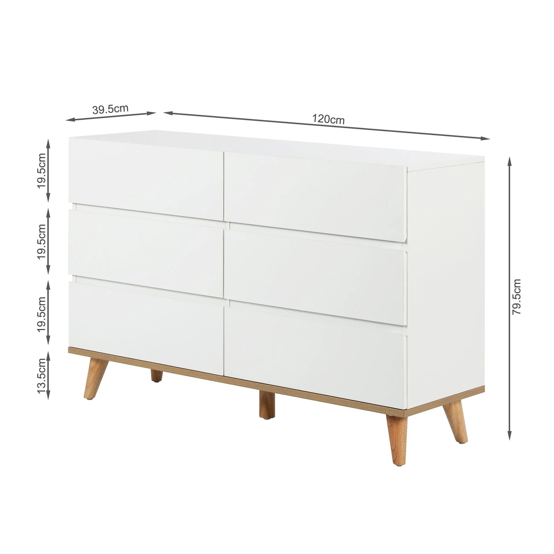 Hudson 6 Drawers Lowboy - White - Image 14