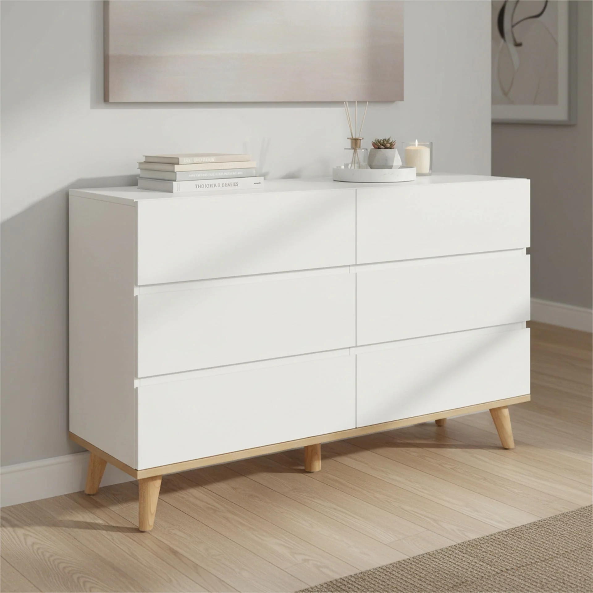 Hudson 6 Drawers Lowboy - White - Image 4