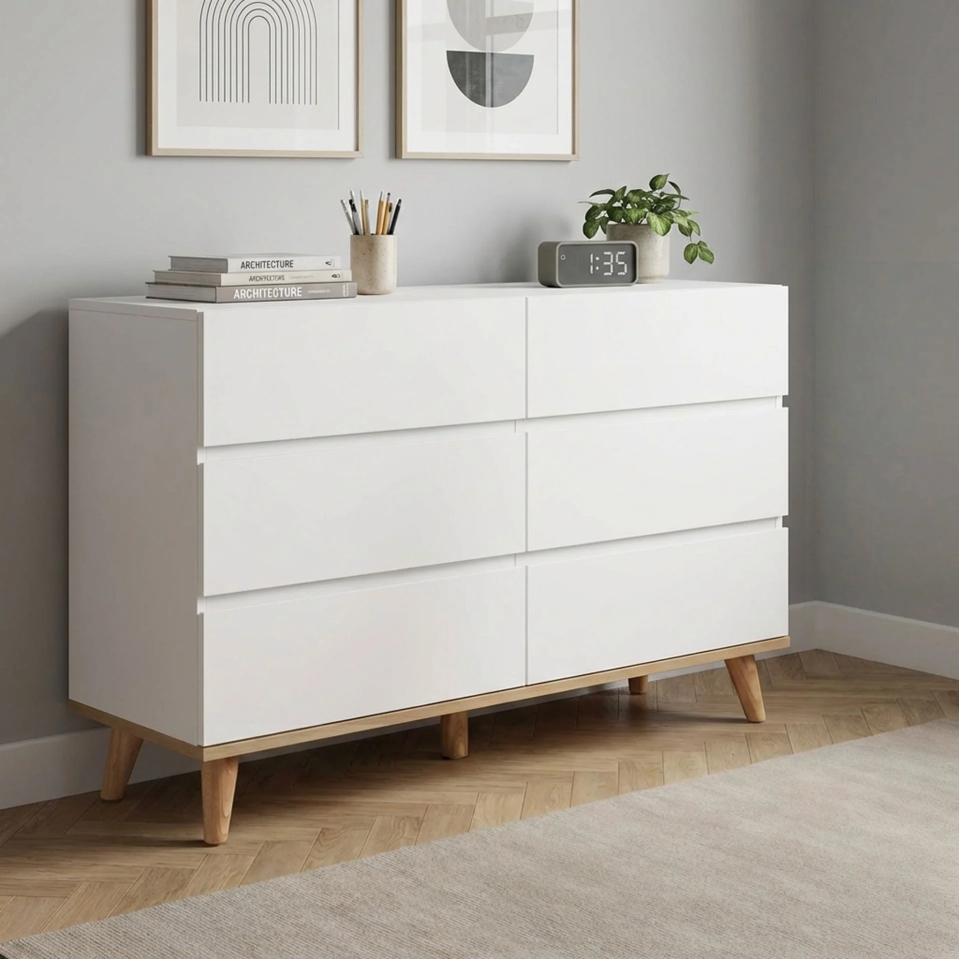 Hudson 6 Drawers Lowboy - White - Image 6