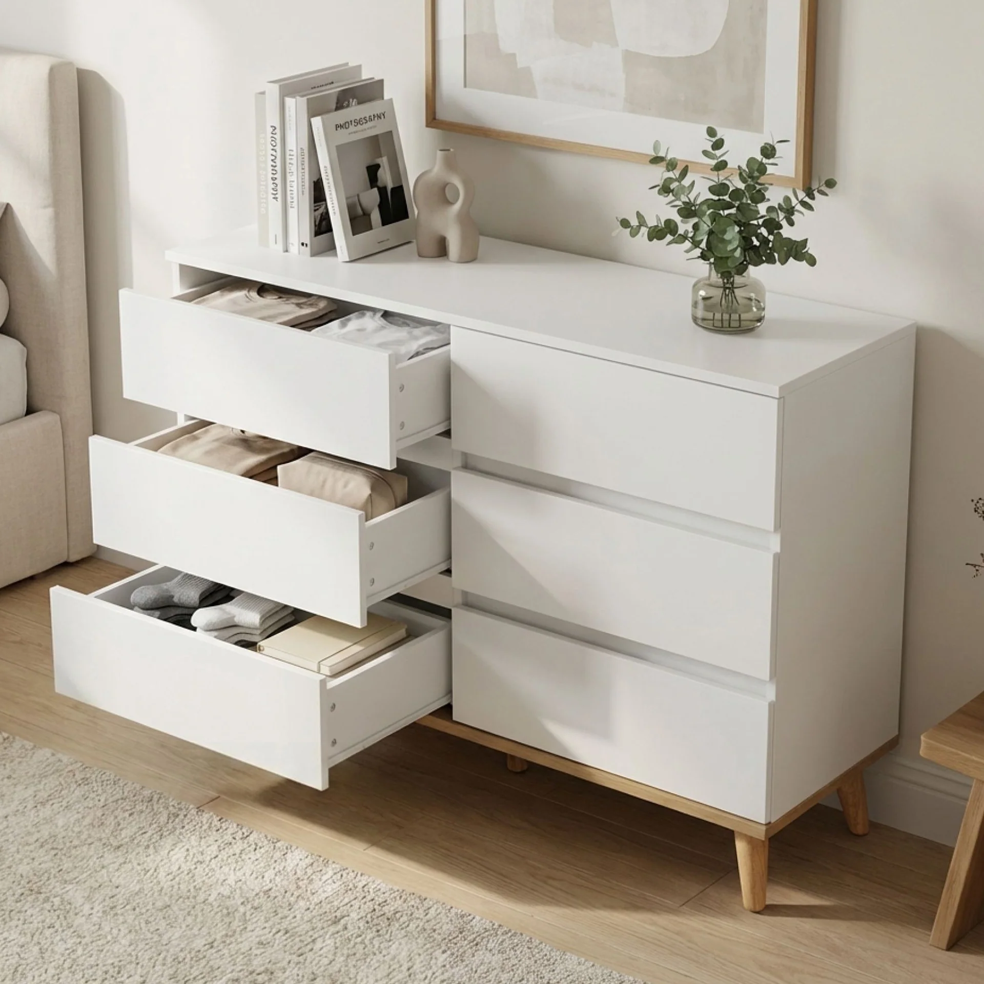 Hudson 6 Drawers Lowboy - White - Image 7
