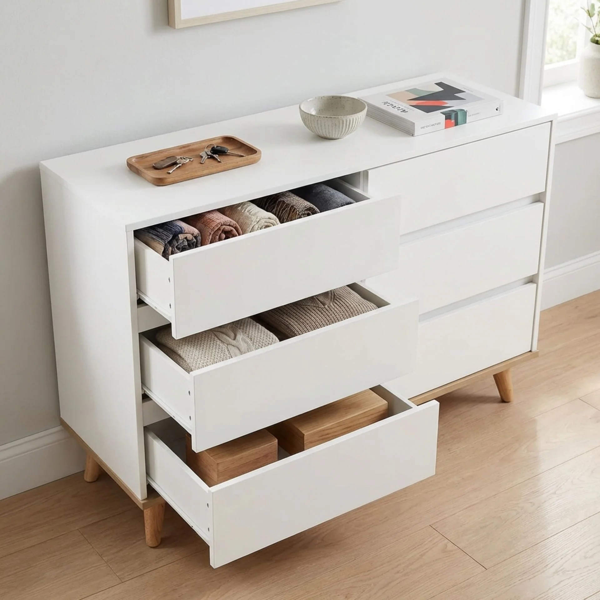 Hudson 6 Drawers Lowboy - White - Image 8
