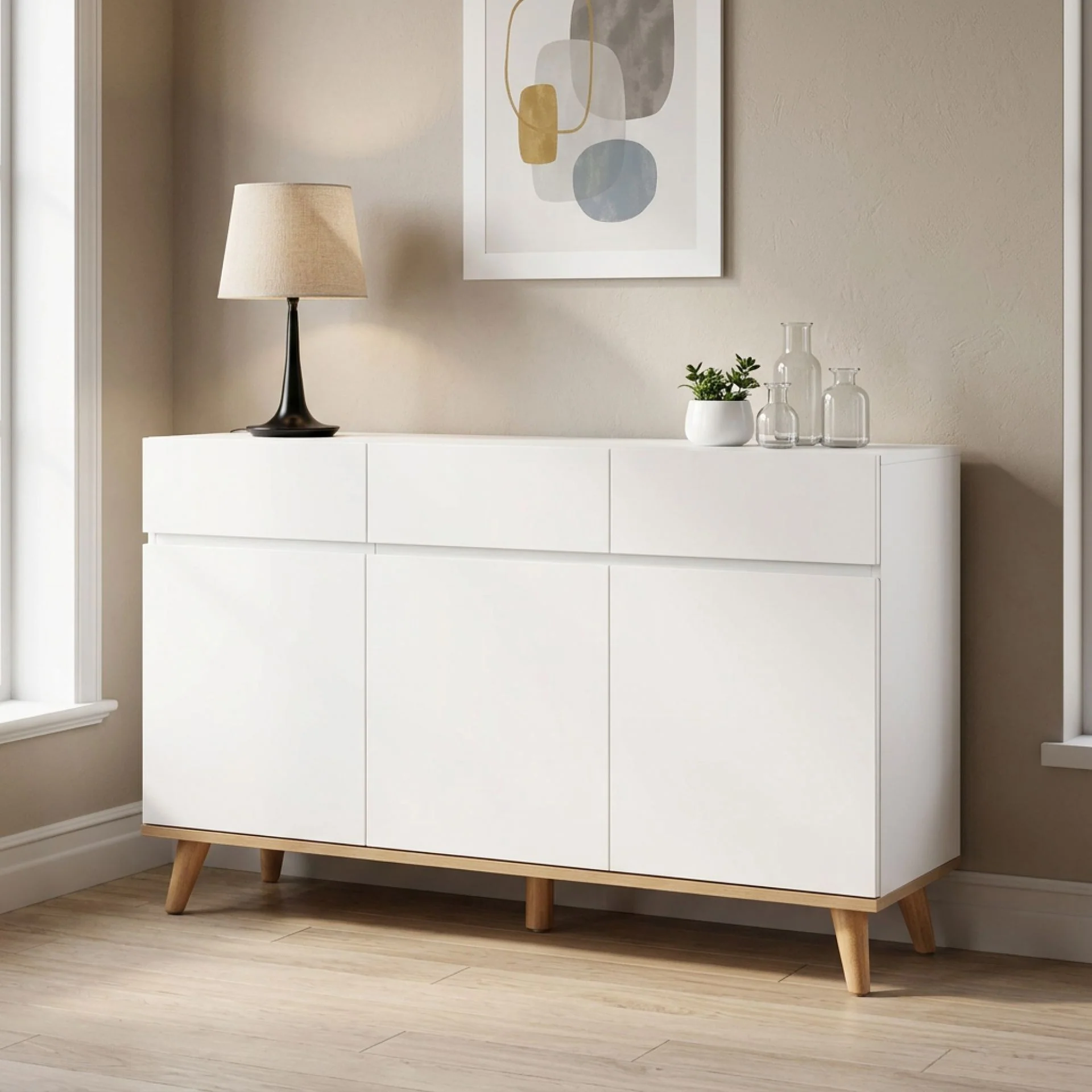 Hudson 1.35m Sideboard Buffet Table - White