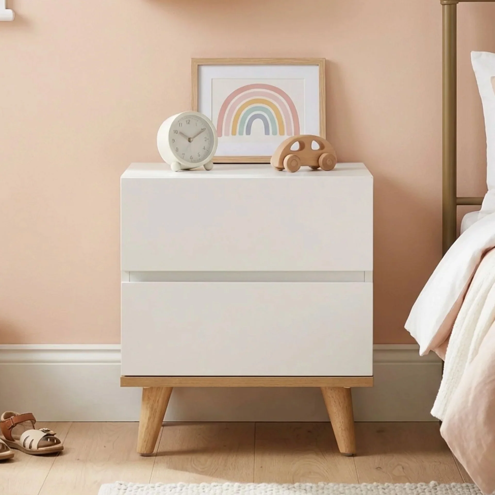 Hudson Wooden Bedside Table  - White - Image 3
